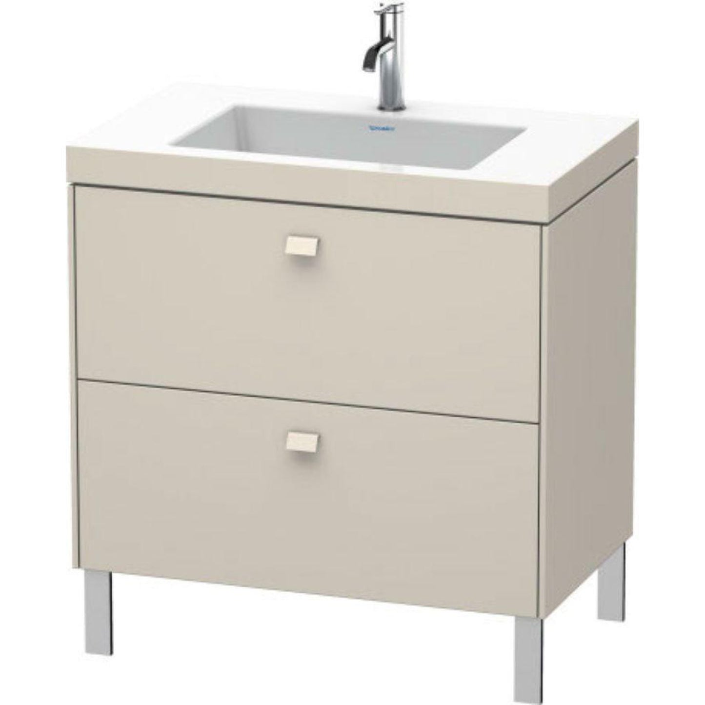 Duravit Brioso 31" x 28" x 19" Two Drawer C-Bonded Floor Standing Vanity Kit With One Tap Hole in Taupe