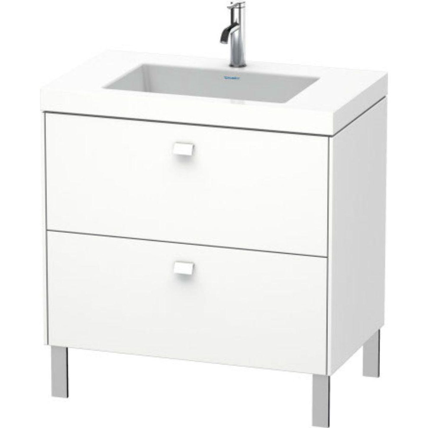 Duravit Brioso 31" x 28" x 19" Two Drawer C-Bonded Floor Standing Vanity Kit With One Tap Hole in White Matt