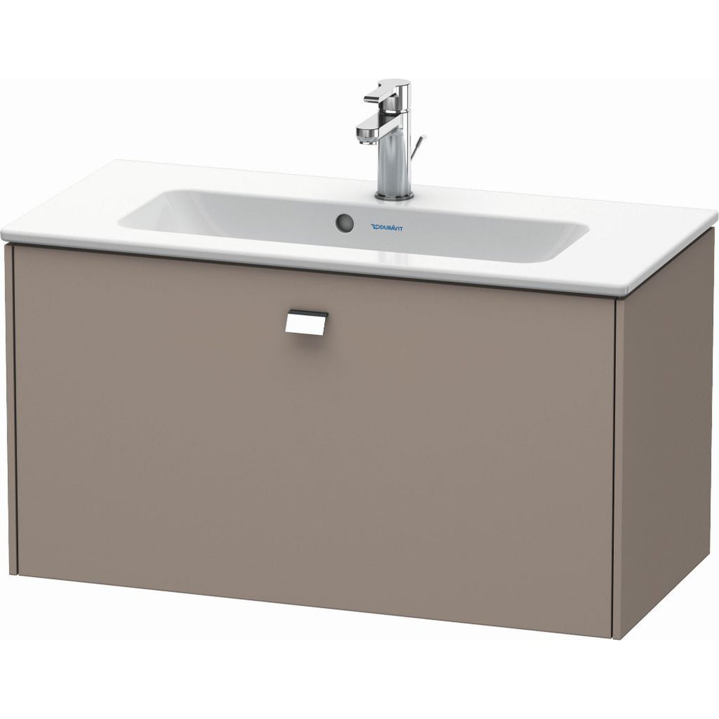 Duravit Brioso 32" x 17" x 15" One Drawer Wall-Mount Vanity Unit in Basalt Matt and Chrome Handle