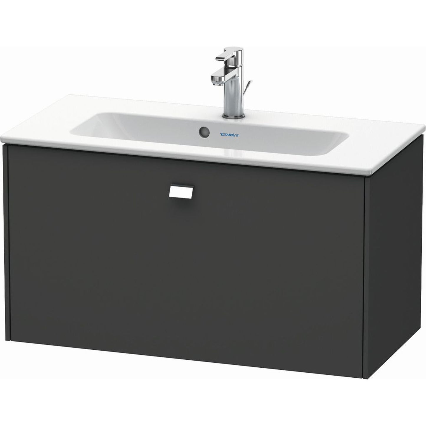 Duravit Brioso 32" x 17" x 15" One Drawer Wall-Mount Vanity Unit in Graphite Matt and Chrome Handle