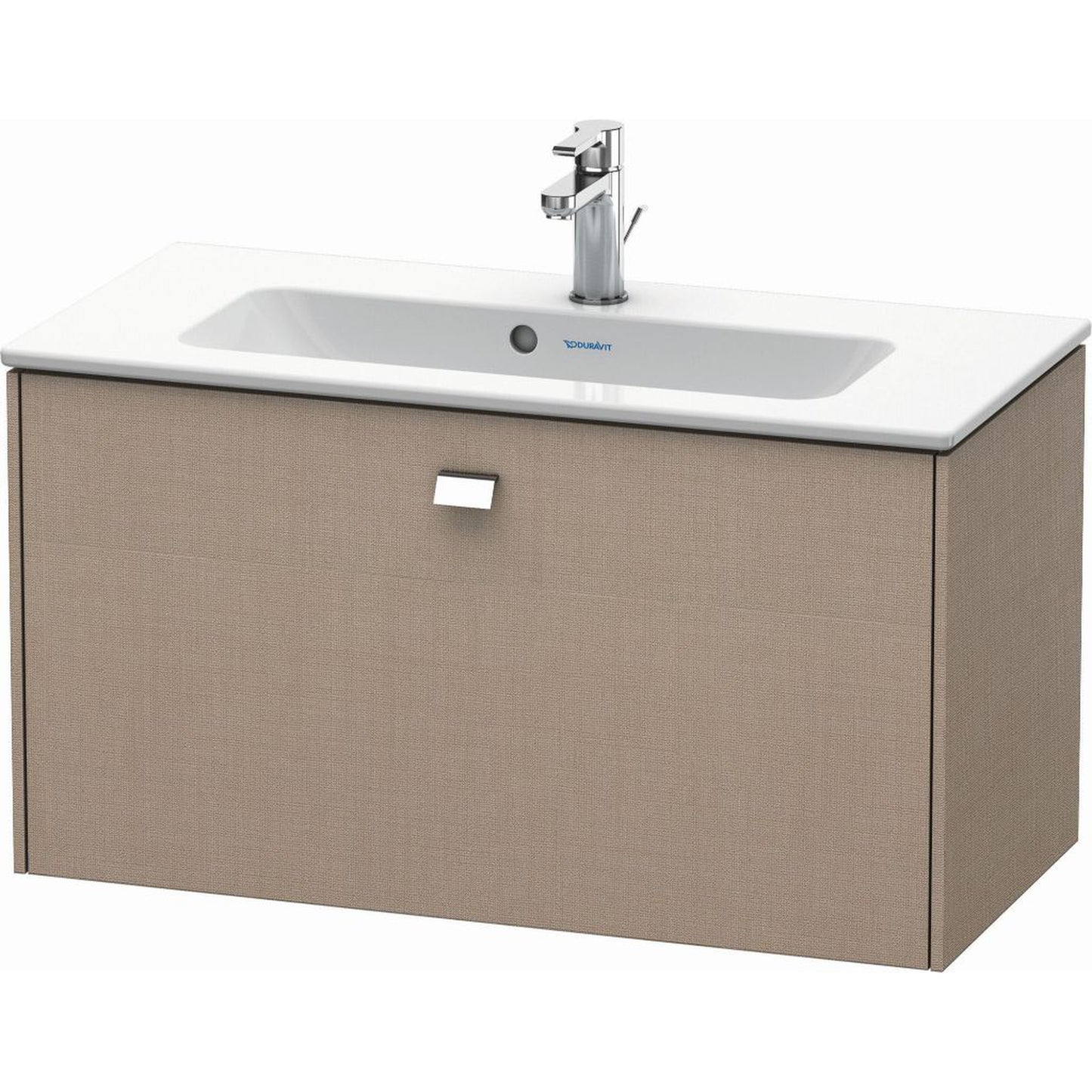 Duravit Brioso 32" x 17" x 15" One Drawer Wall-Mount Vanity Unit in Linen and Chrome Handle