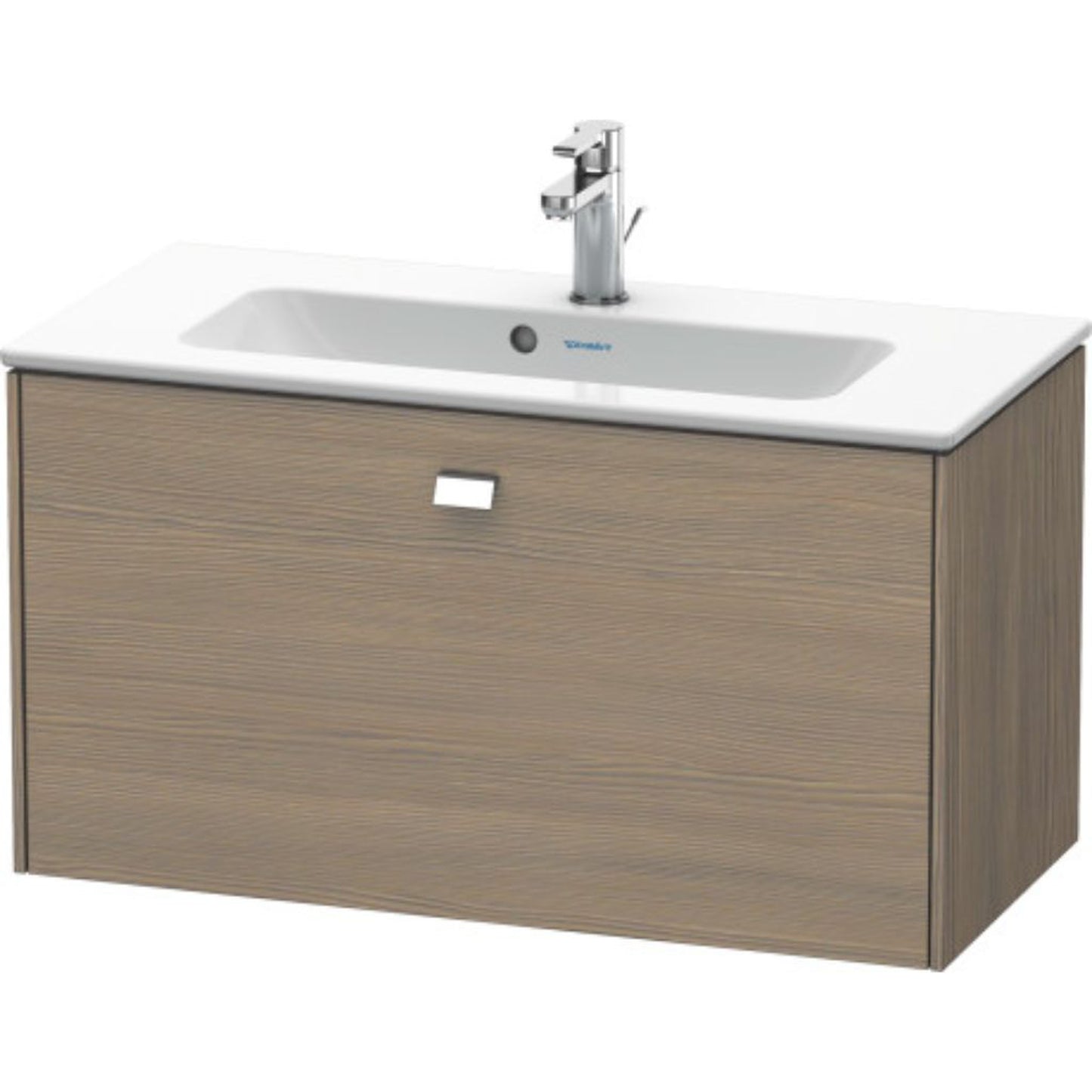 Duravit Brioso 32" x 17" x 15" One Drawer Wall-Mount Vanity Unit in Oak Terra and Chrome Handle