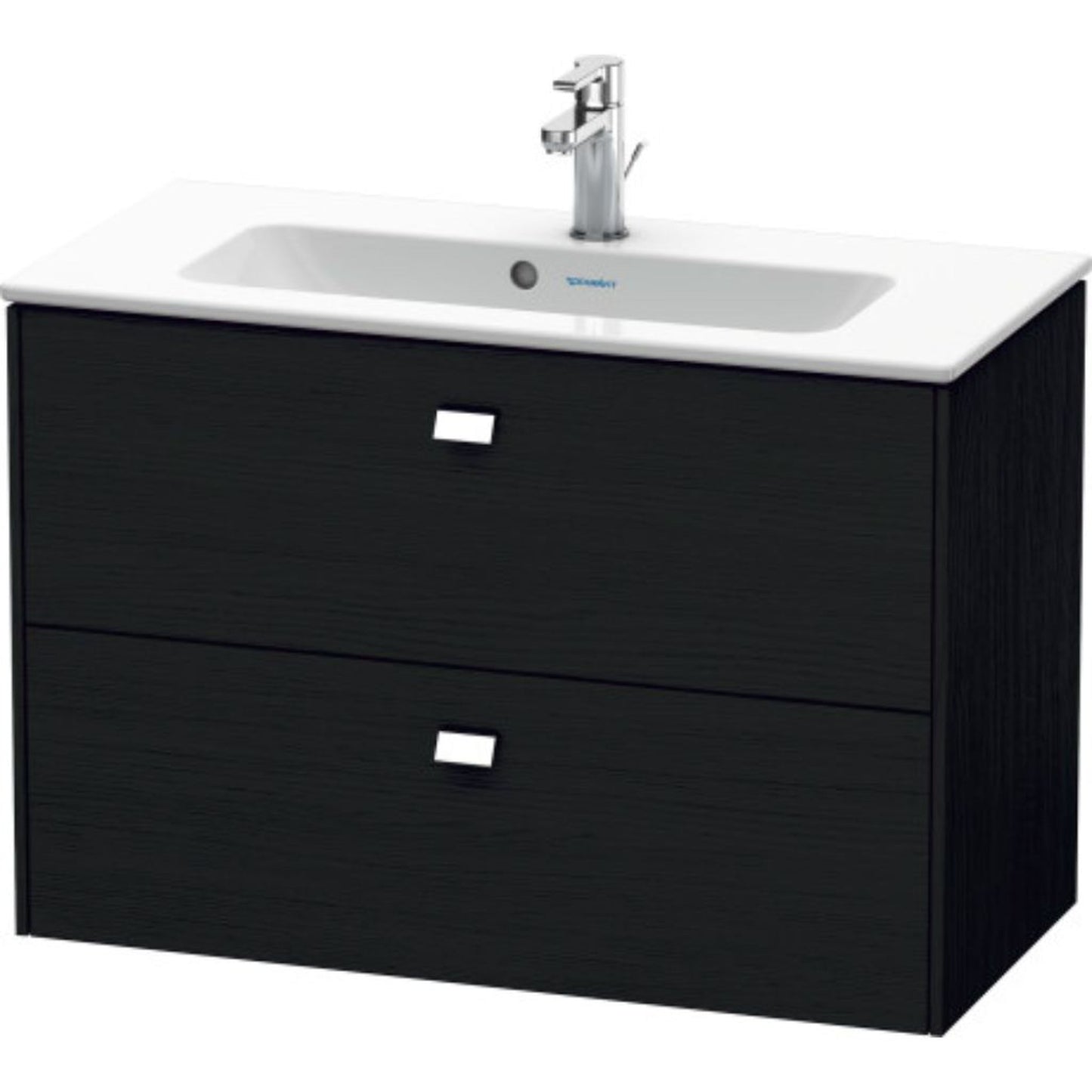 Duravit Brioso 32" x 22" x 15" Two Drawer Wall-Mount Vanity Unit in Black Oak and Chrome Handle