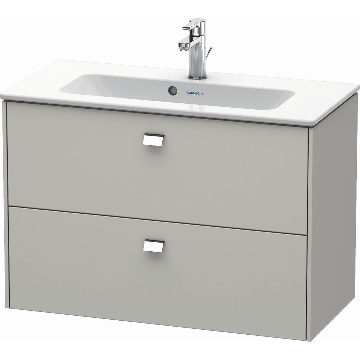 Duravit Brioso 32" x 22" x 15" Two Drawer Wall-Mount Vanity Unit in Concrete Grey Matt and Chrome Handle