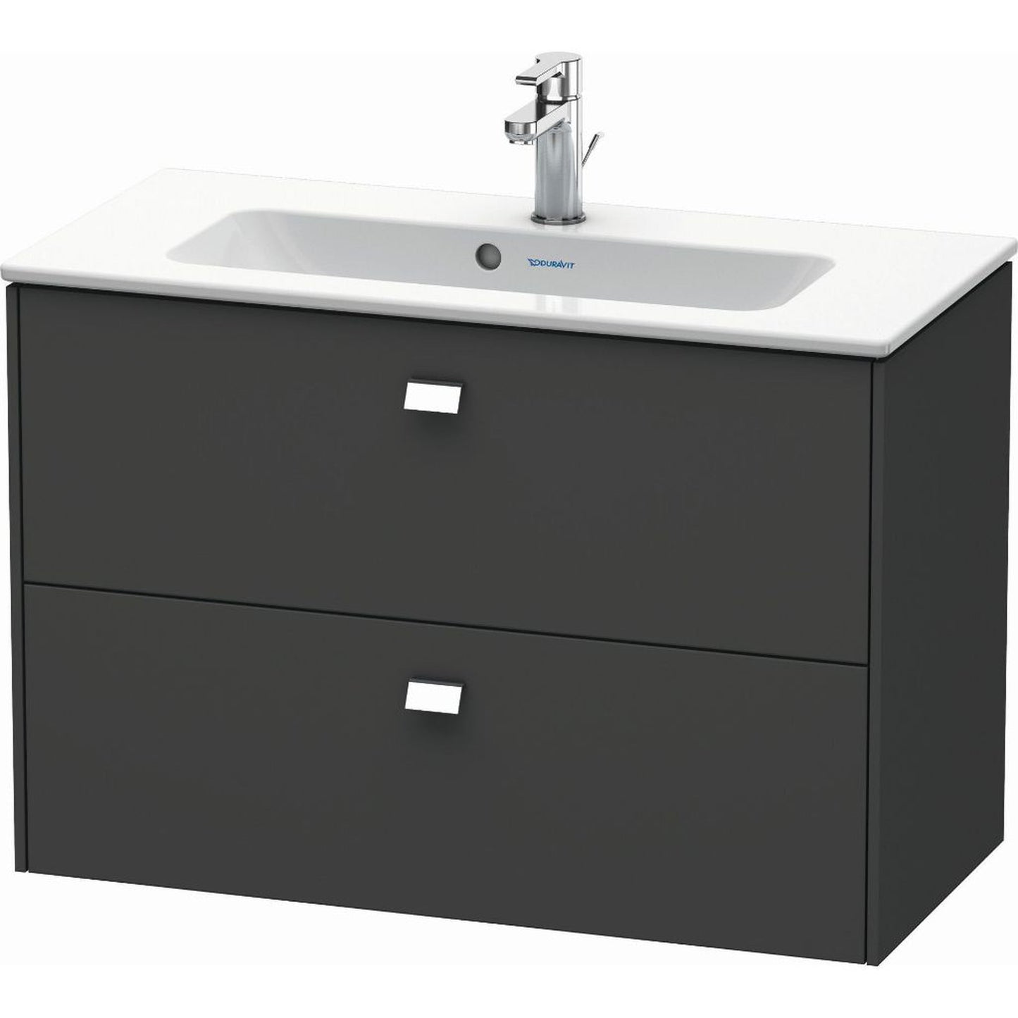 Duravit Brioso 32" x 22" x 15" Two Drawer Wall-Mount Vanity Unit in Graphite Matt and Chrome Handle