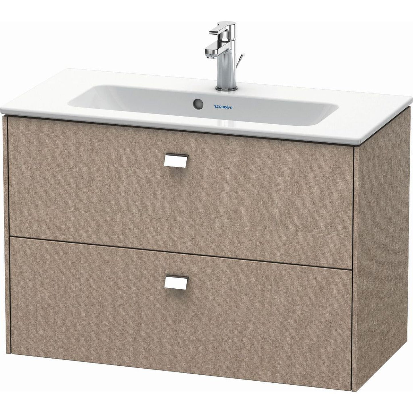 Duravit Brioso 32" x 22" x 15" Two Drawer Wall-Mount Vanity Unit in Linen and Chrome Handle