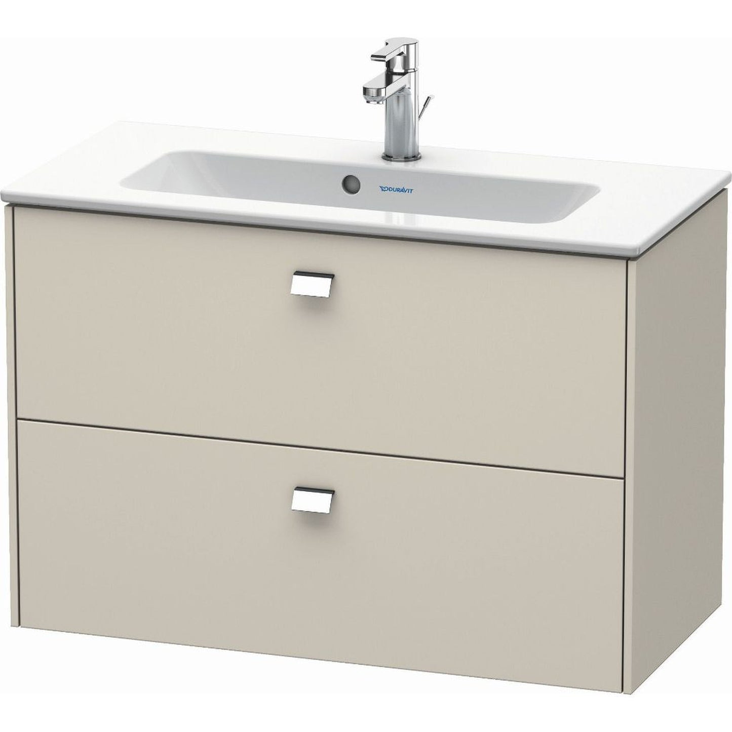 Duravit Brioso 32" x 22" x 15" Two Drawer Wall-Mount Vanity Unit in Taupe and Chrome Handle