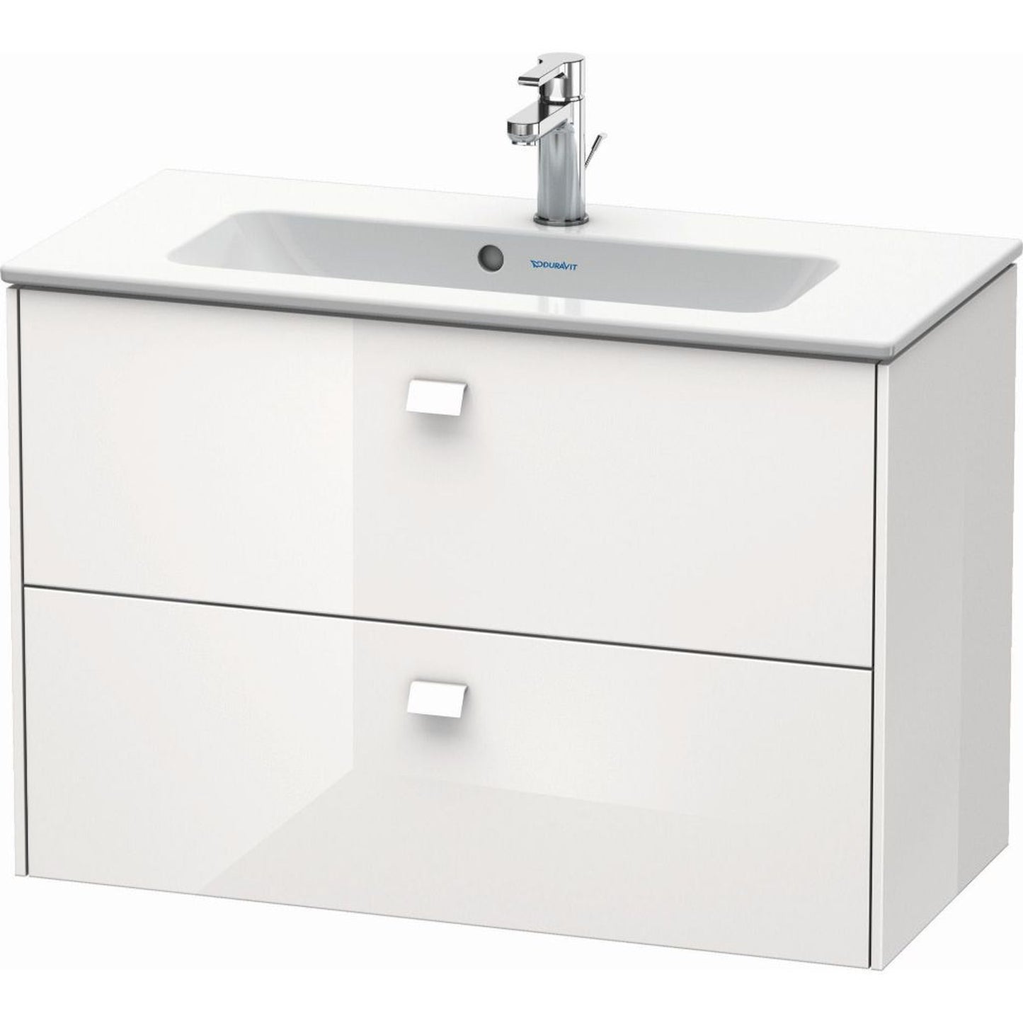 Duravit Brioso 32" x 22" x 15" Two Drawer Wall-Mount Vanity Unit in White High Gloss
