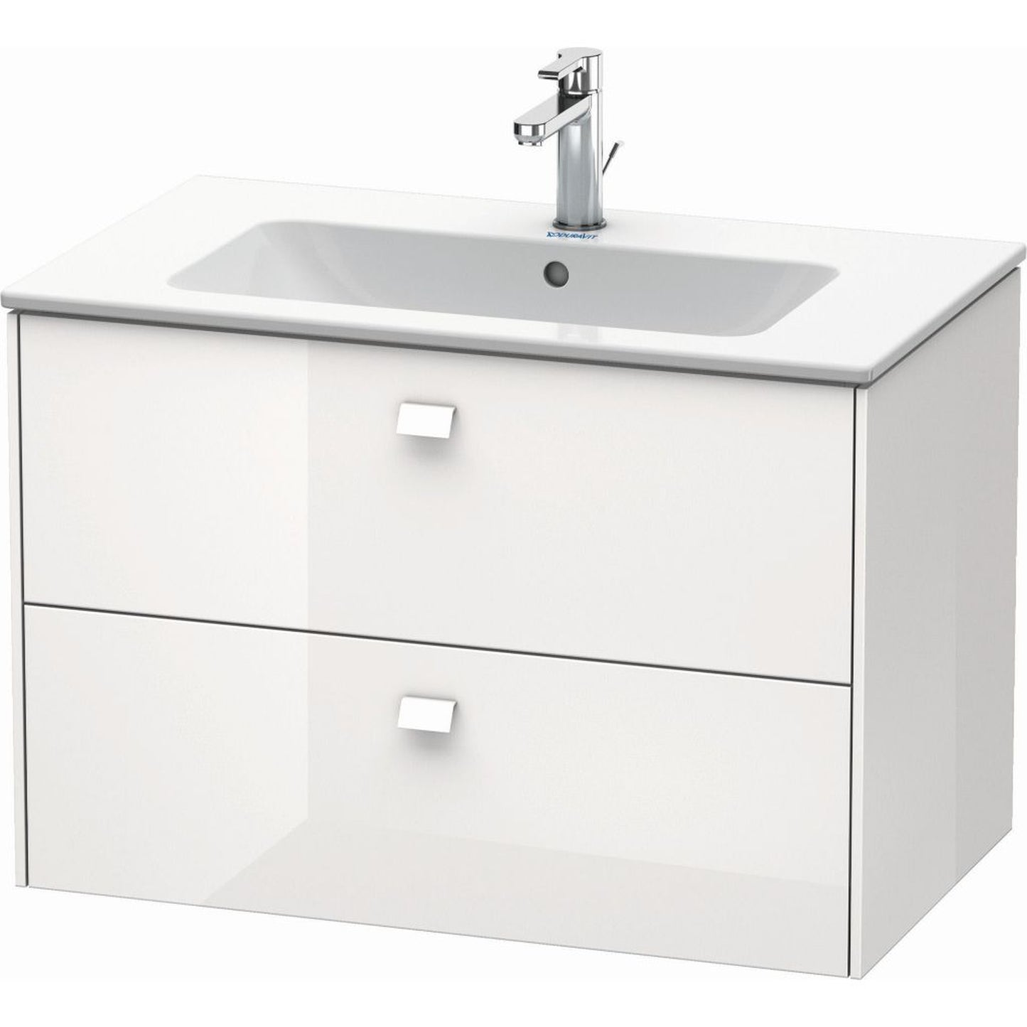 Duravit Brioso 32" x 22" x 19" Two Drawer Wall-Mount Vanity Unit in White High Gloss