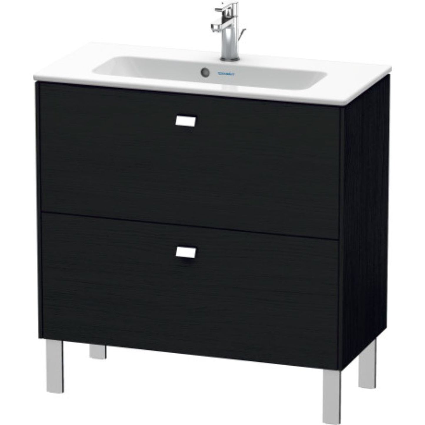 Duravit Brioso 32" x 27" x 15" Two Drawer Floor Standing Vanity Unit in Black Oak and Chrome Handle