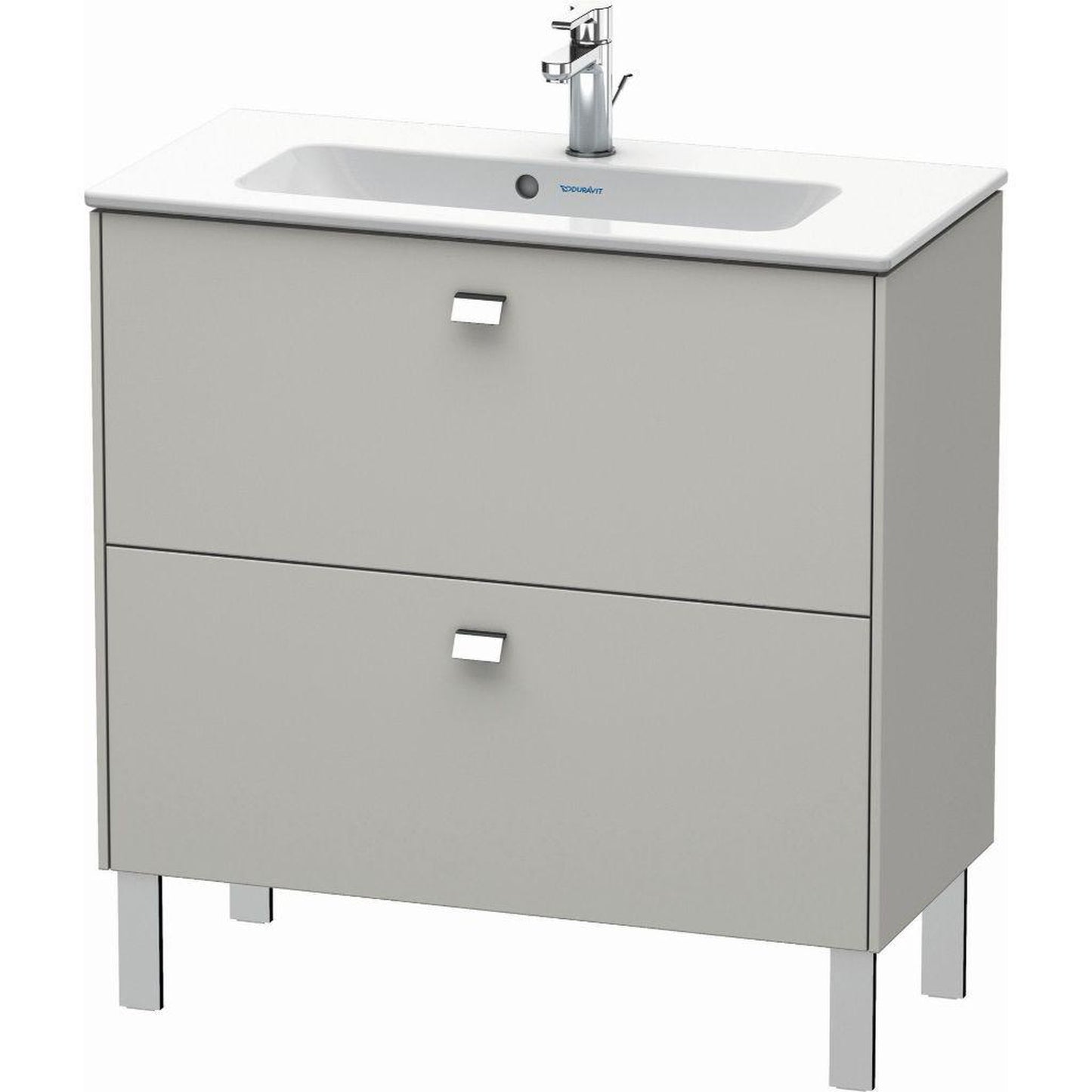 Duravit Brioso 32" x 27" x 15" Two Drawer Floor Standing Vanity Unit in Concrete Grey Matt and Chrome Handle