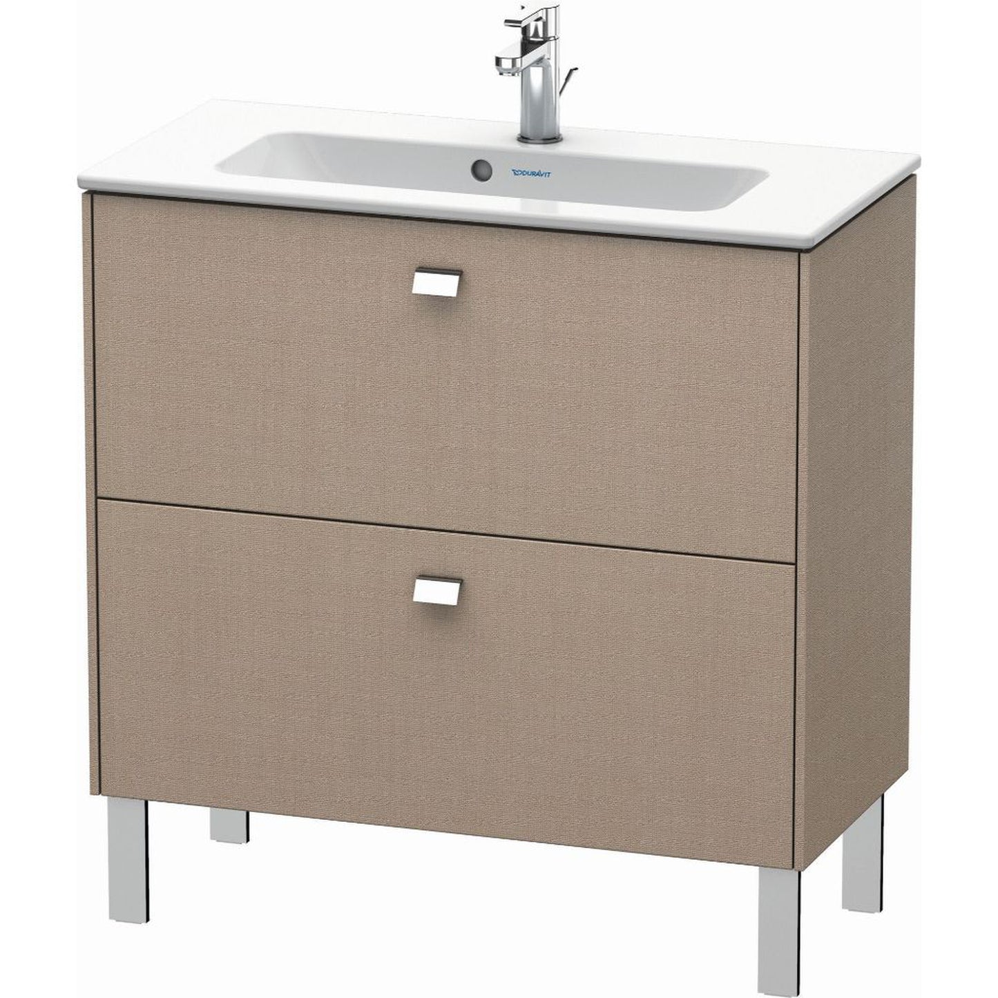 Duravit Brioso 32" x 27" x 15" Two Drawer Floor Standing Vanity Unit in Linen and Chrome Handle