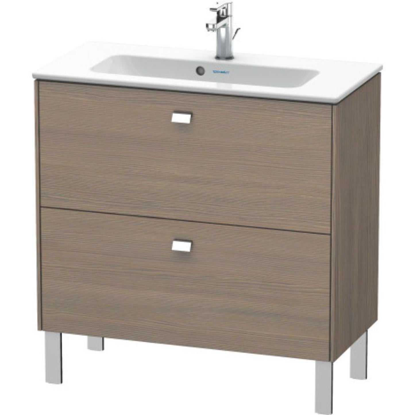 Duravit Brioso 32" x 27" x 15" Two Drawer Floor Standing Vanity Unit in Oak Terra and Chrome Handle