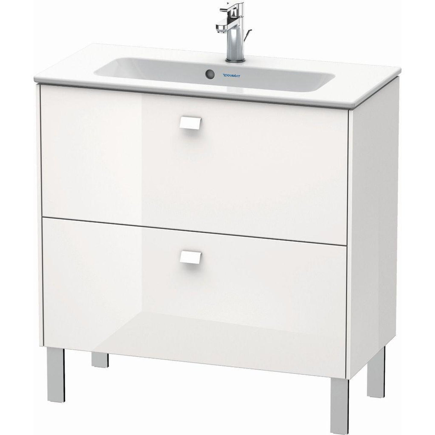 Duravit Brioso 32" x 27" x 15" Two Drawer Floor Standing Vanity Unit in White High Gloss