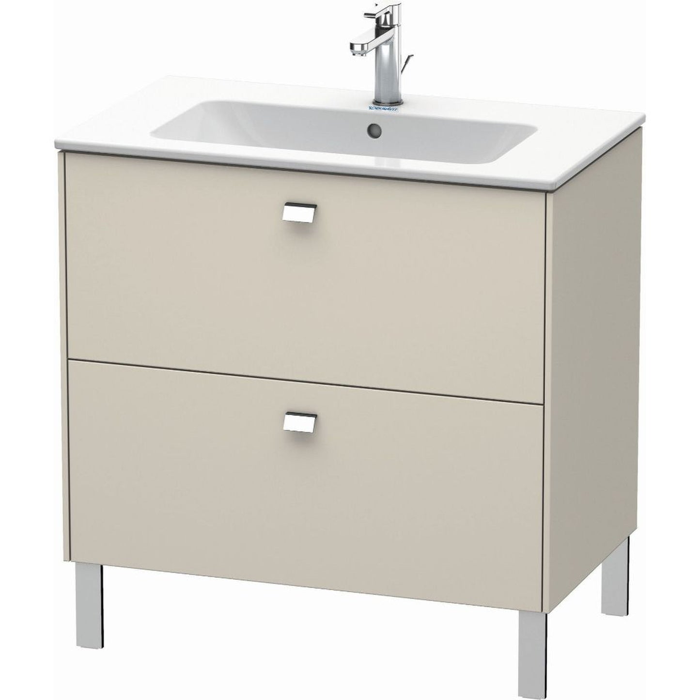 Duravit Brioso 32" x 27" x 19" Two Drawer Floor Standing Vanity Unit in Taupe and Chrome Handle