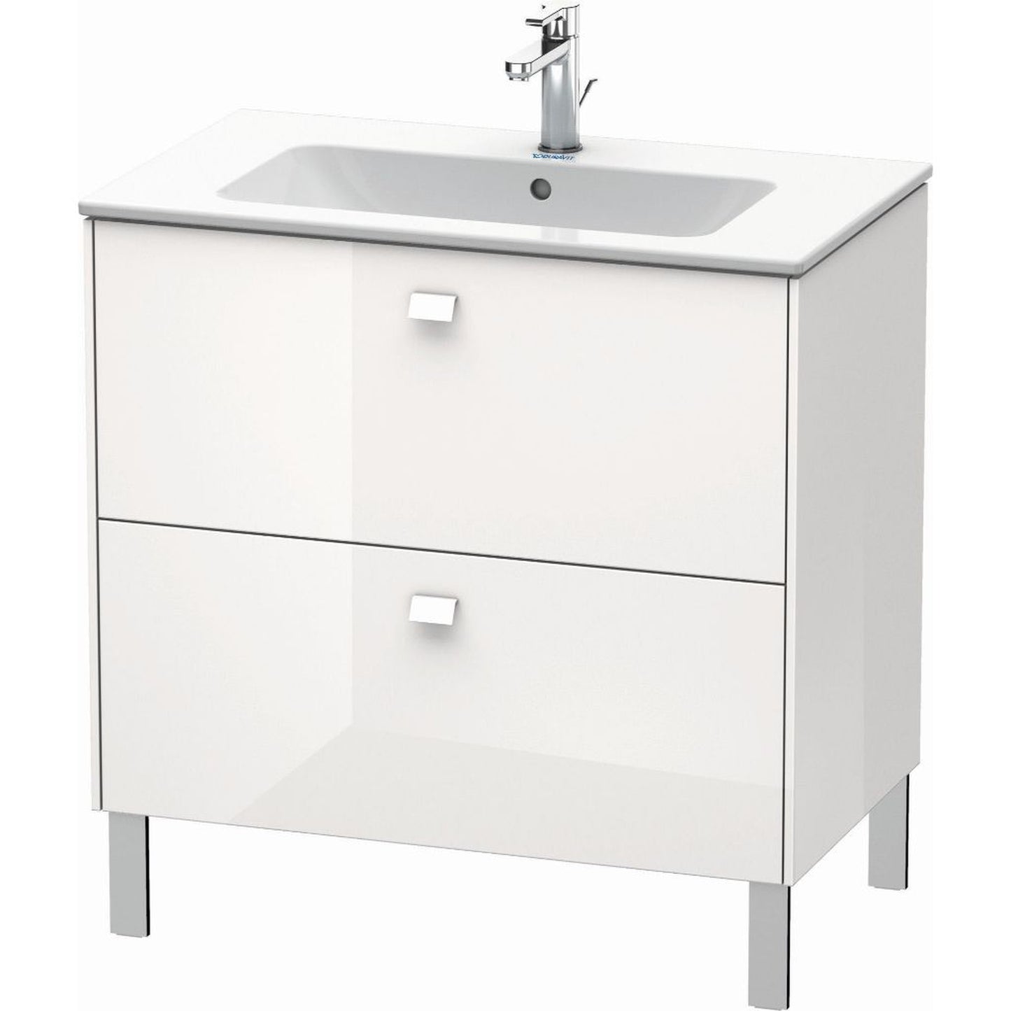 Duravit Brioso 32" x 27" x 19" Two Drawer Floor Standing Vanity Unit in White High Gloss