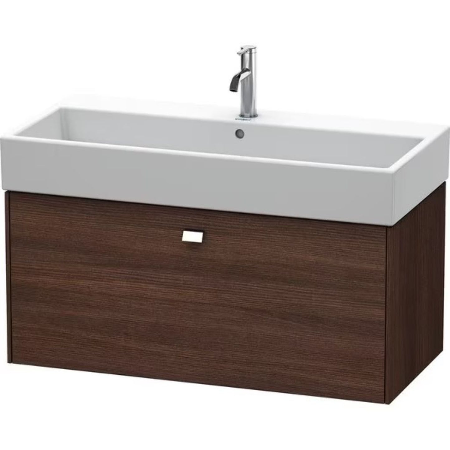 Duravit Brioso 39" x 17" x 18" One Drawer Wall-Mount Vanity Unit in Chestnut Dark and Chrome Handle