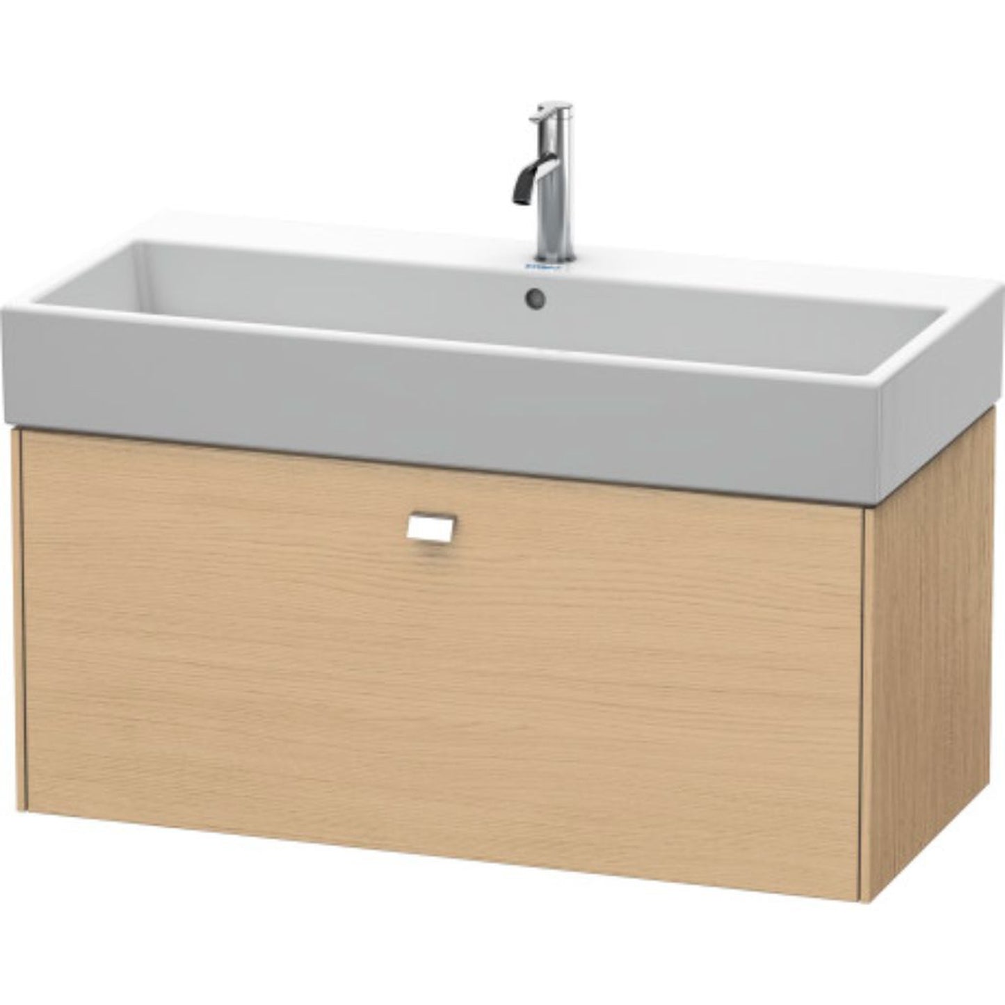 Duravit Brioso 39" x 17" x 18" One Drawer Wall-Mount Vanity Unit in Natural Oak and Chrome Handle