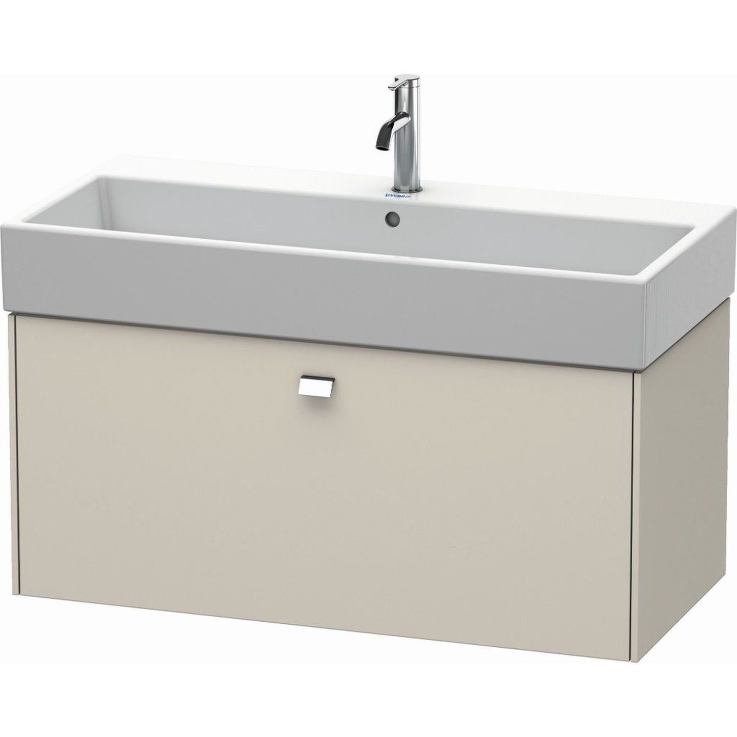 Duravit Brioso 39" x 17" x 18" One Drawer Wall-Mount Vanity Unit in Taupe and Chrome Handle