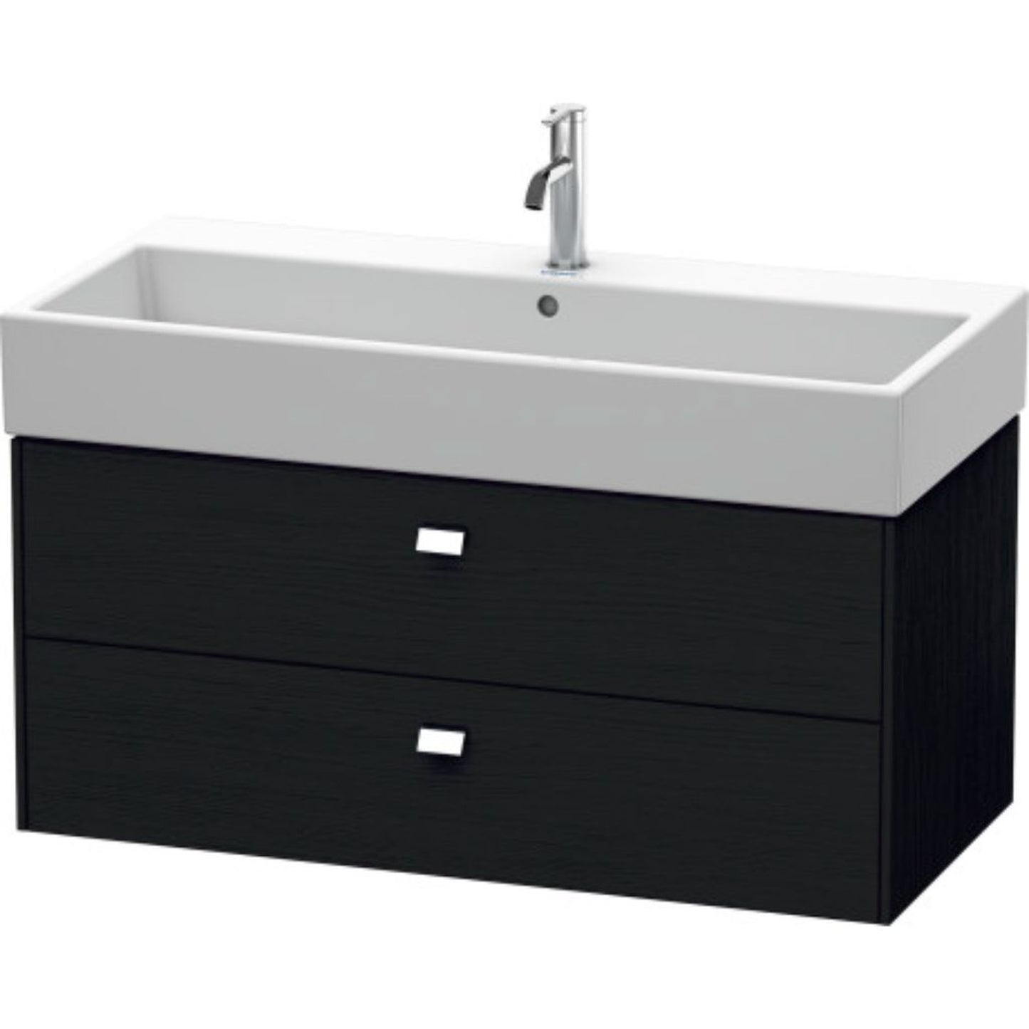 Duravit Brioso 39" x 17" x 18" Two Drawer Wall-Mount Vanity Unit in Black Oak and Chrome Handle