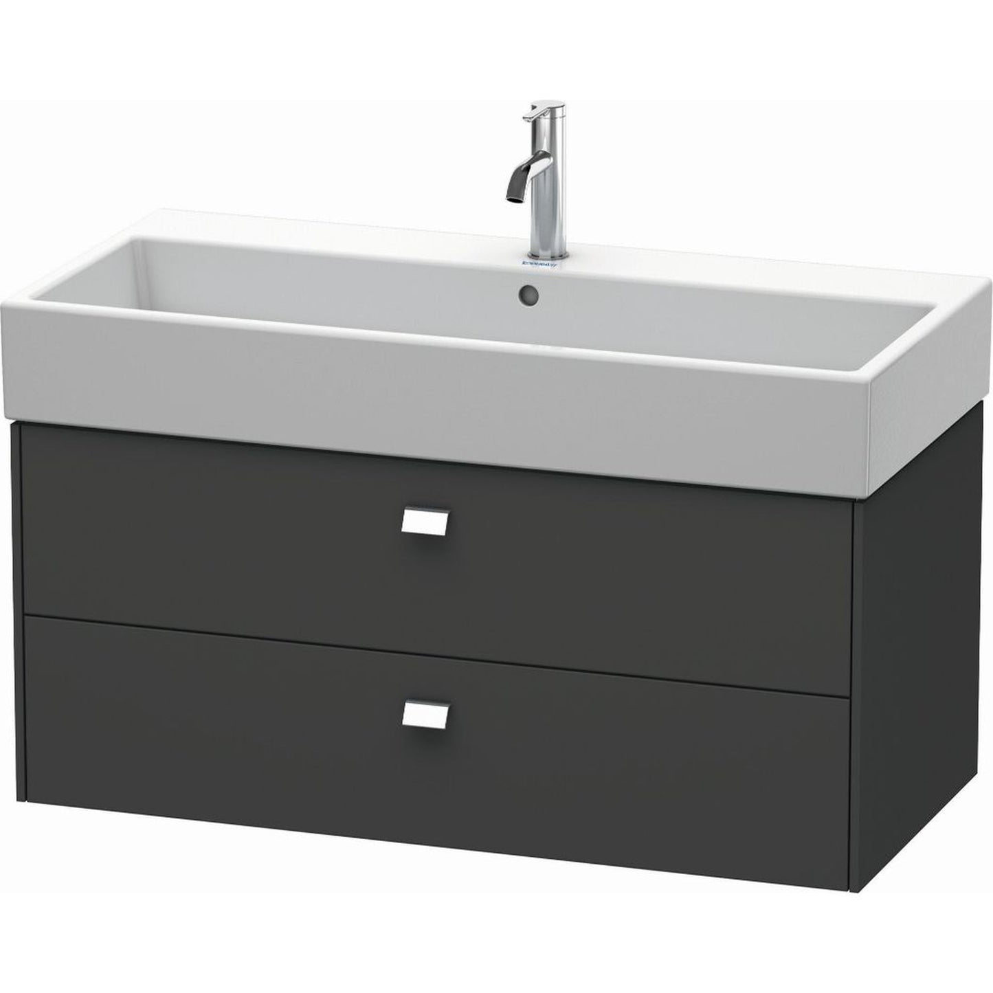 Duravit Brioso 39" x 17" x 18" Two Drawer Wall-Mount Vanity Unit in Graphite Matt and Chrome Handle