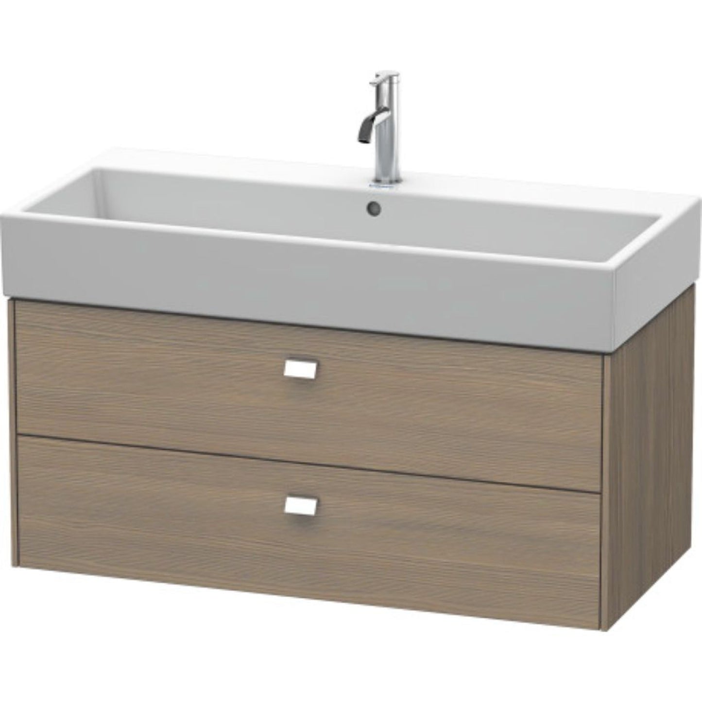 Duravit Brioso 39" x 17" x 18" Two Drawer Wall-Mount Vanity Unit in Oak Terra and Chrome Handle