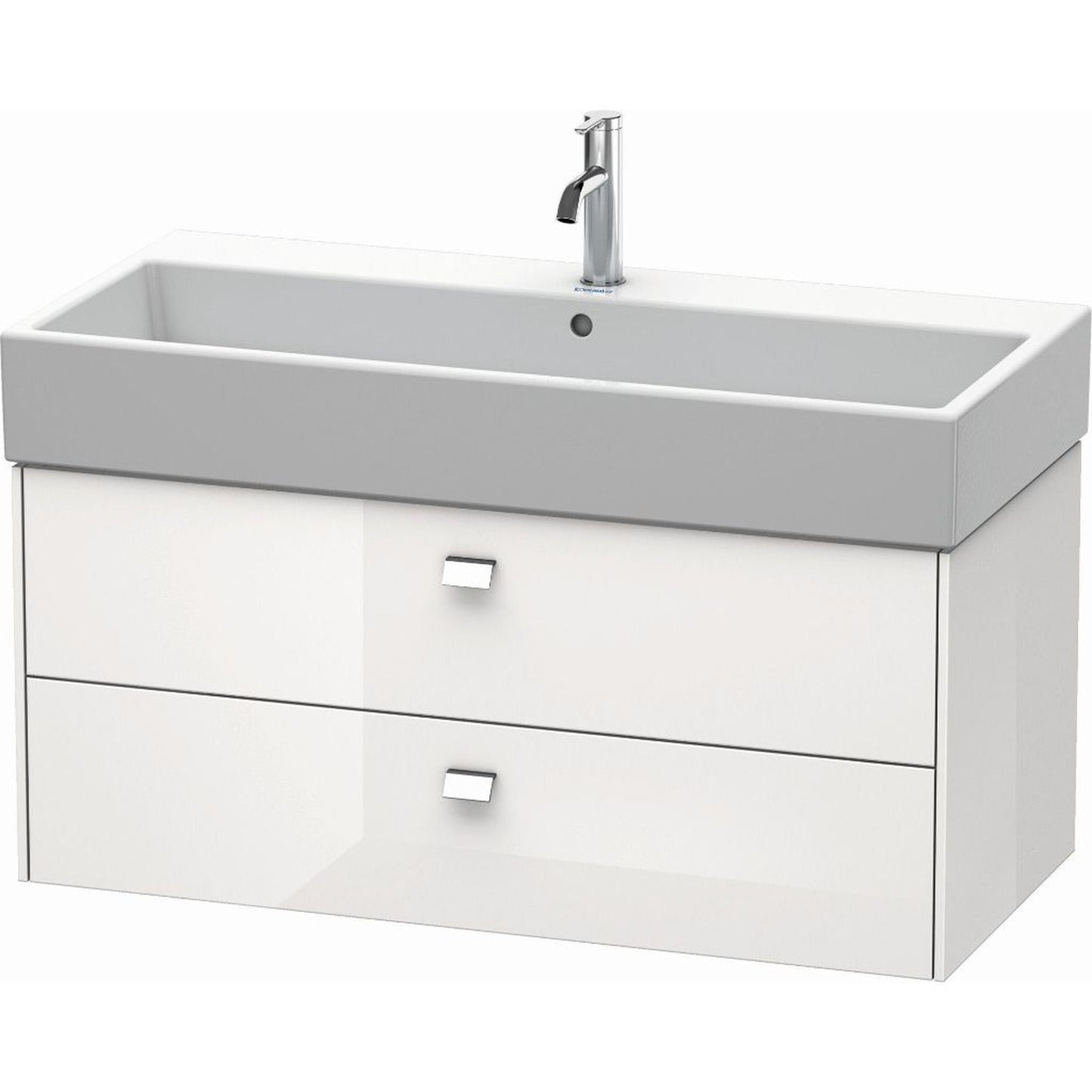 Duravit Brioso 39" x 17" x 18" Two Drawer Wall-Mount Vanity Unit in White High Gloss and Chrome Handle