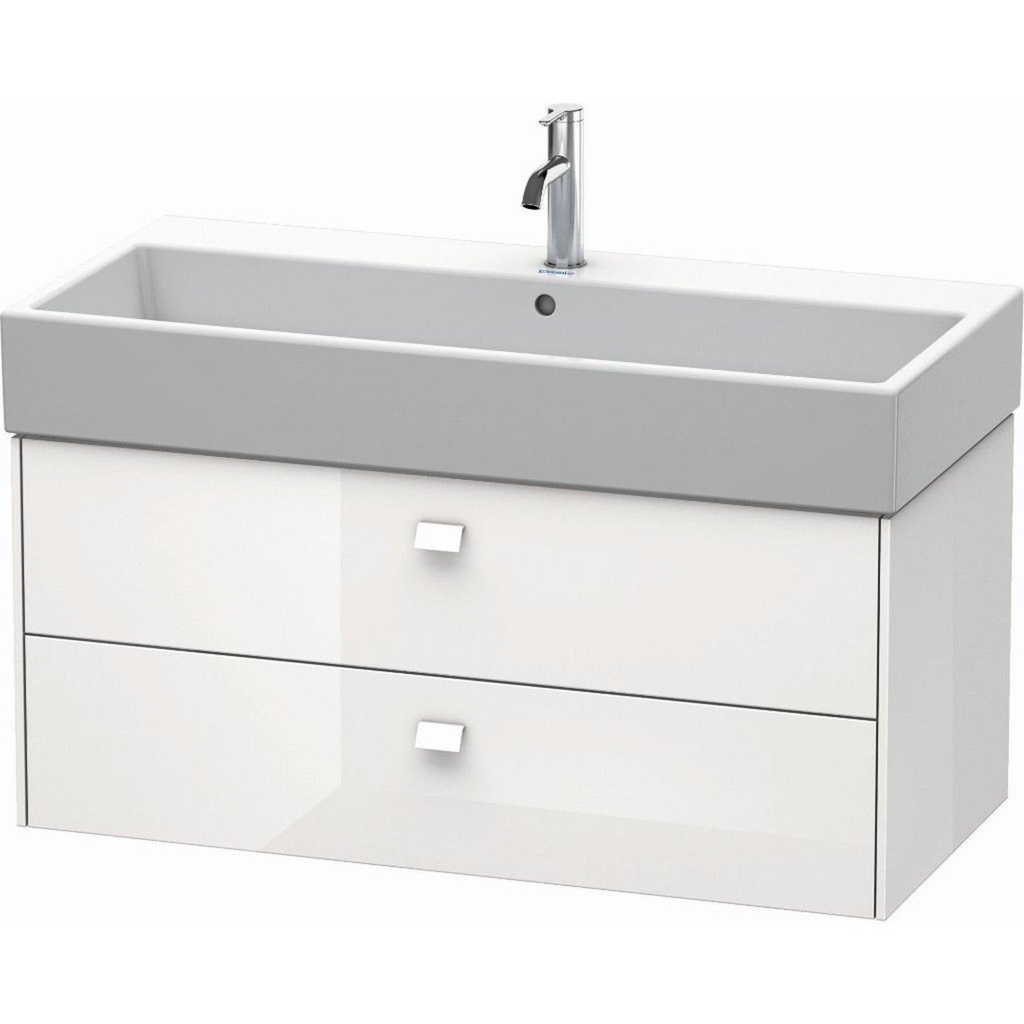 Duravit Brioso 39" x 17" x 18" Two Drawer Wall-Mount Vanity Unit in White High Gloss