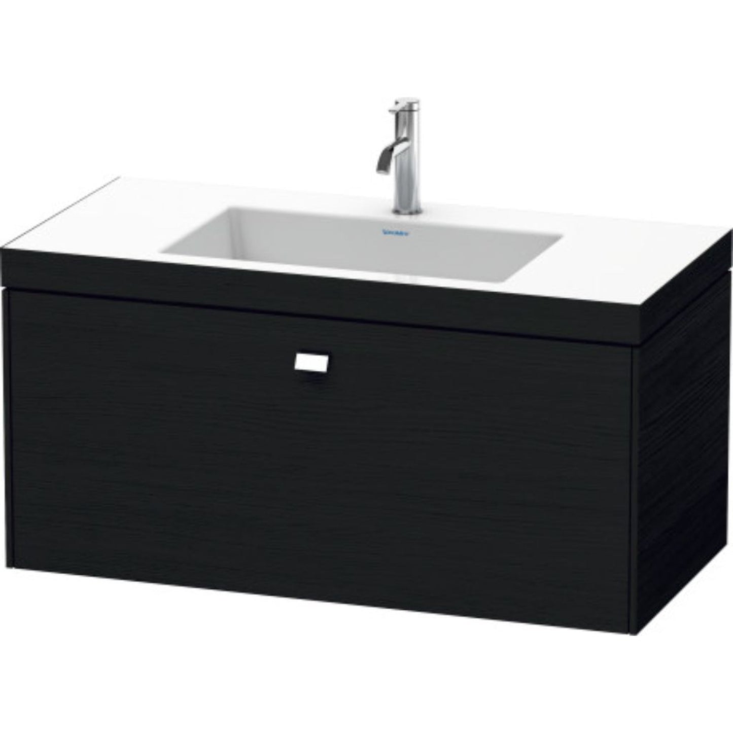Duravit Brioso 39" x 20" x 19" One Drawer C-Bonded Wall-Mount Vanity Kit With One Tap Hole in Black Oak and Chrome Handle