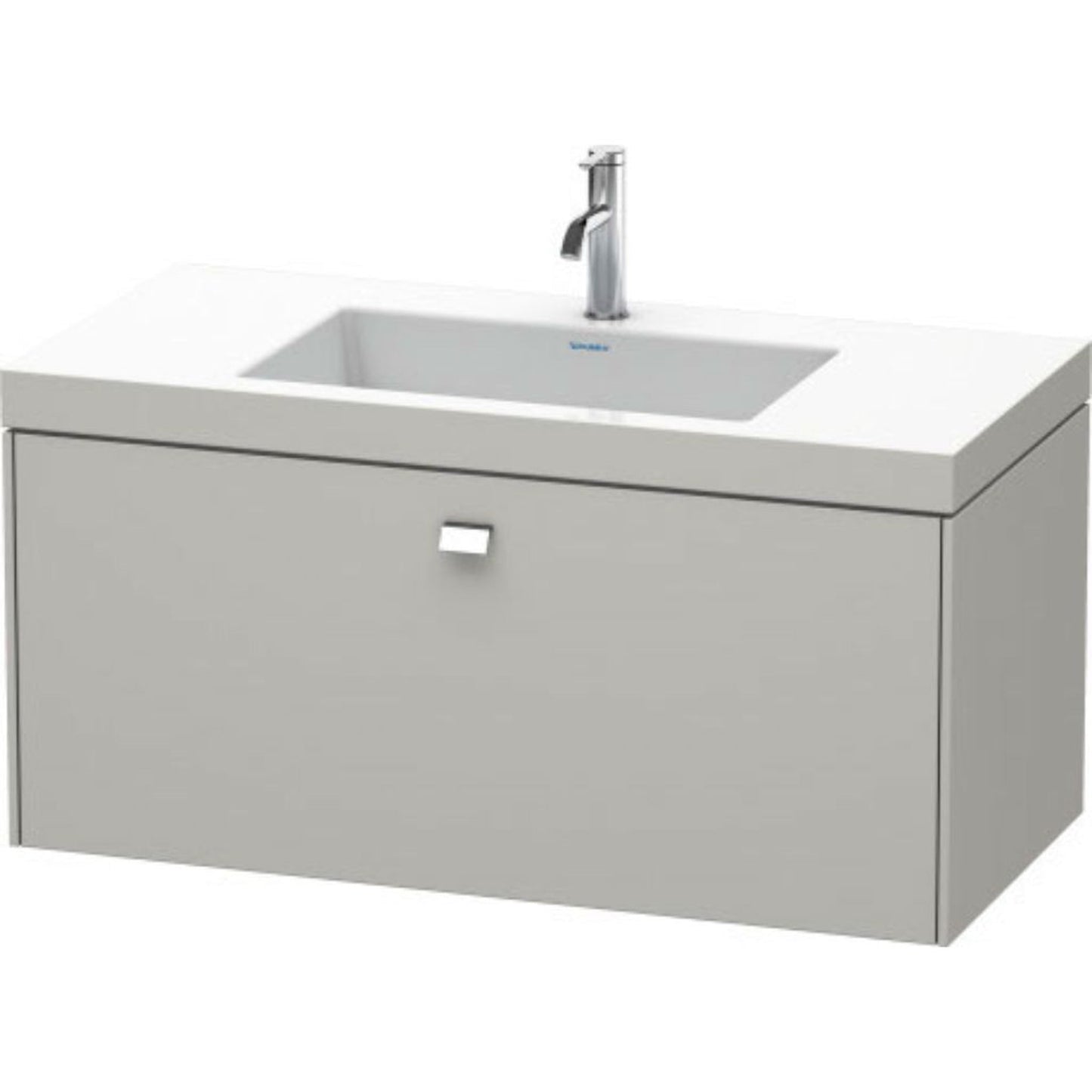 Duravit Brioso 39" x 20" x 19" One Drawer C-Bonded Wall-Mount Vanity Kit With One Tap Hole in Concrete Grey Matt and Chrome Handle