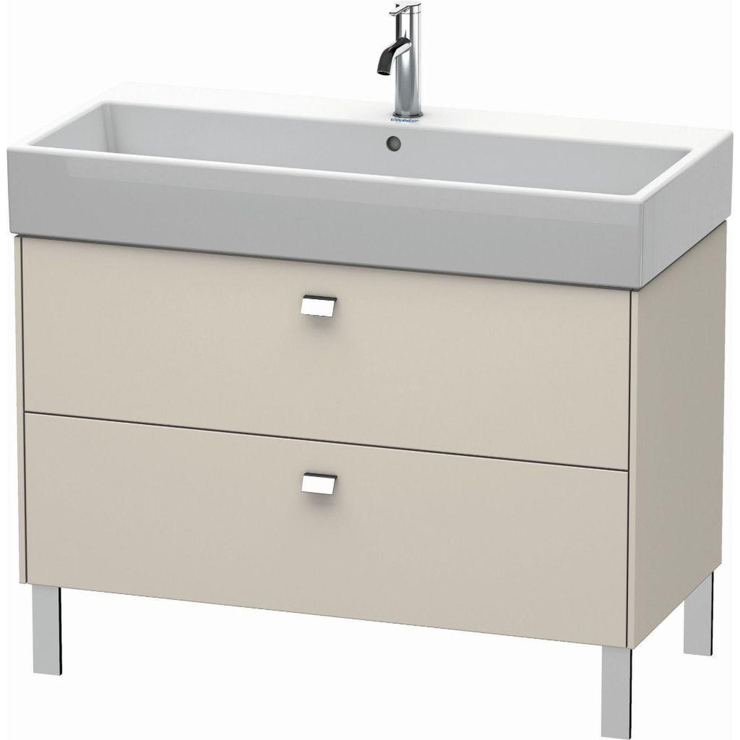 Duravit Brioso 39" x 22" x 18" Two Drawer Floor Standing Vanity Unit in Taupe and Chrome Handle