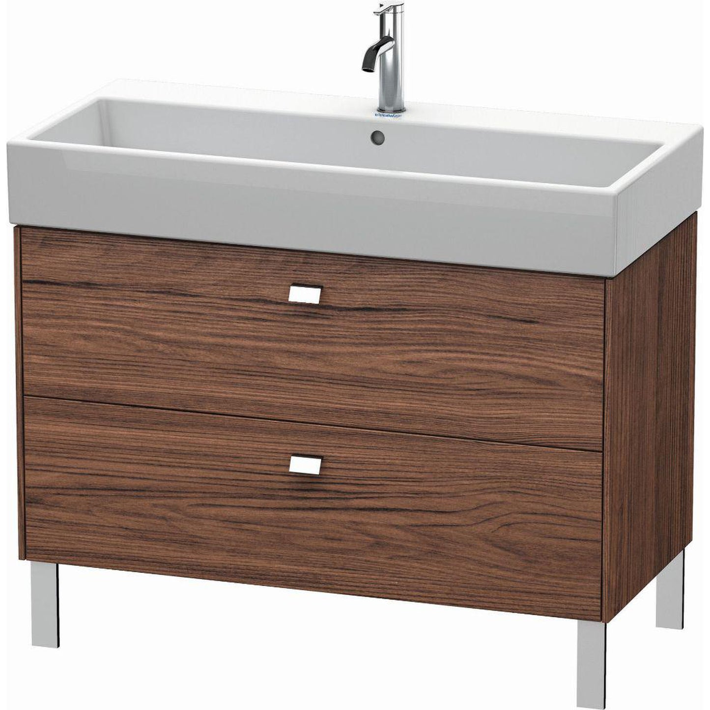 Duravit Brioso 39" x 22" x 18" Two Drawer Floor Standing Vanity Unit in Walnut Dark and Chrome Handle
