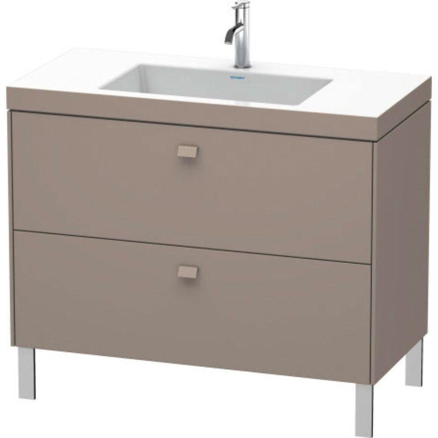 Duravit Brioso 39" x 28" x 19" Two Drawer C-Bonded Floor Standing Vanity Kit With One Tap Hole in Basalt Matt