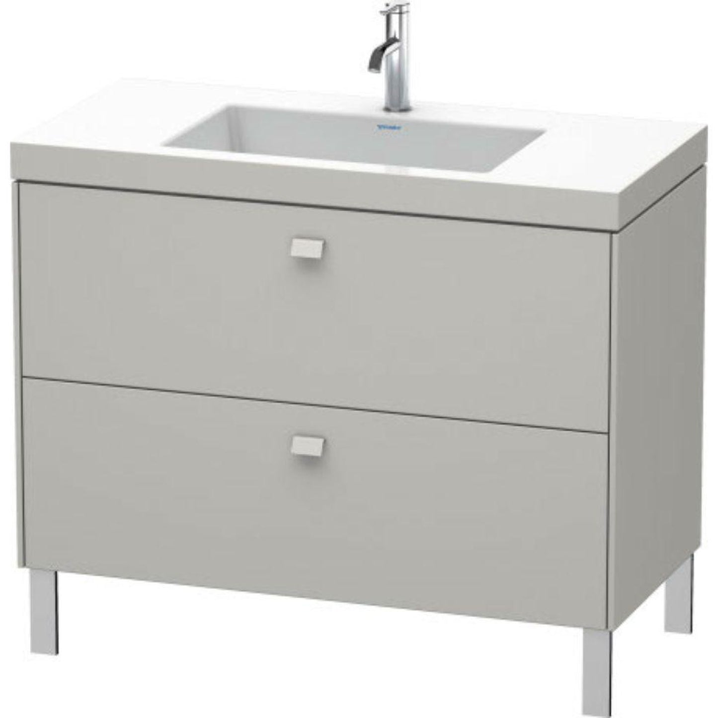 Duravit Brioso 39" x 28" x 19" Two Drawer C-Bonded Floor Standing Vanity Kit With One Tap Hole in Concrete Grey Matt
