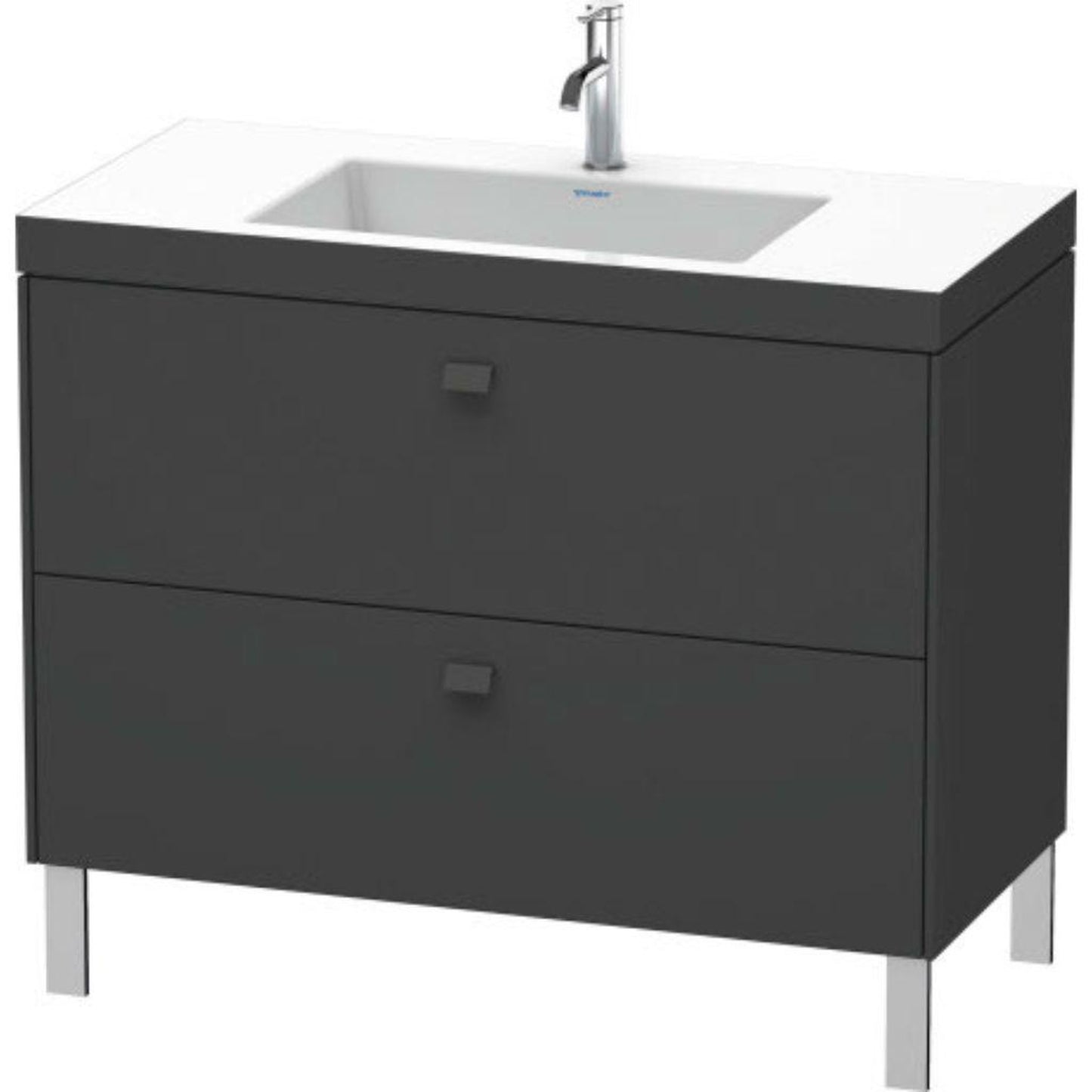 Duravit Brioso 39" x 28" x 19" Two Drawer C-Bonded Floor Standing Vanity Kit With One Tap Hole in Graphite Matt