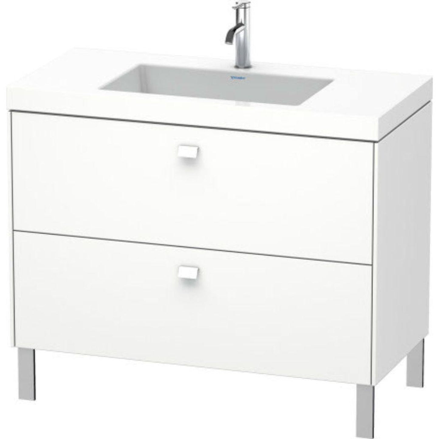 Duravit Brioso 39" x 28" x 19" Two Drawer C-Bonded Floor Standing Vanity Kit With One Tap Hole in White Matt
