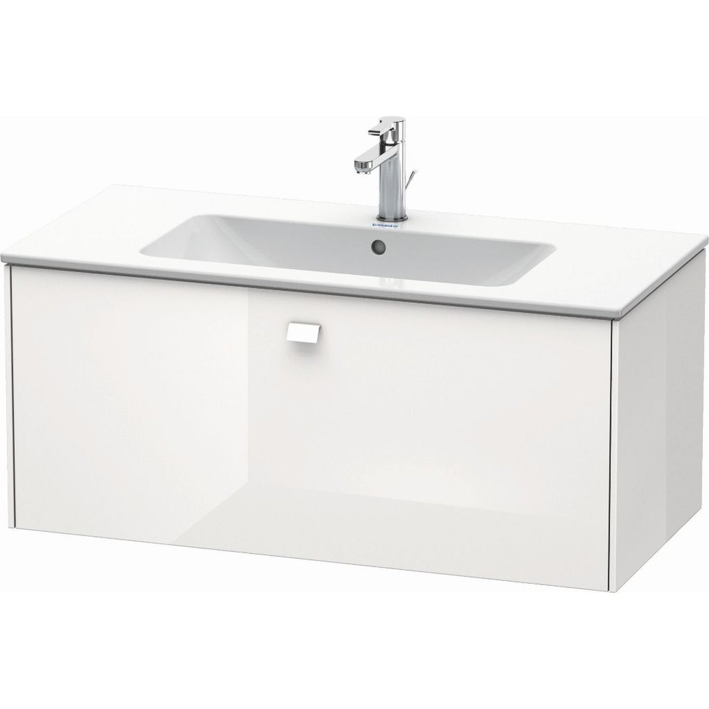 Duravit Brioso 40" x 17" x 19" One Drawer Wall-Mount Vanity Unit in White High Gloss