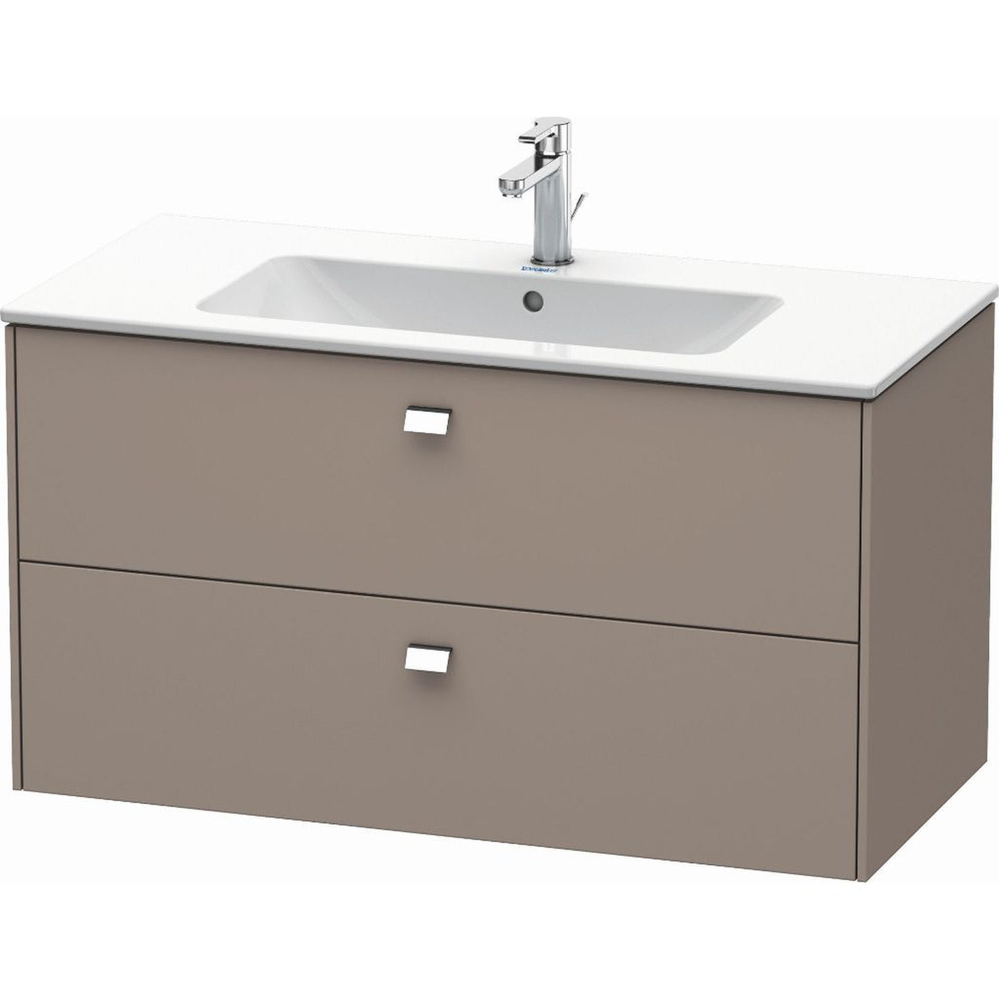 Duravit Brioso 40" x 22" x 19" Two Drawer Wall-Mount Vanity Unit in Basalt Matt and Chrome Handle