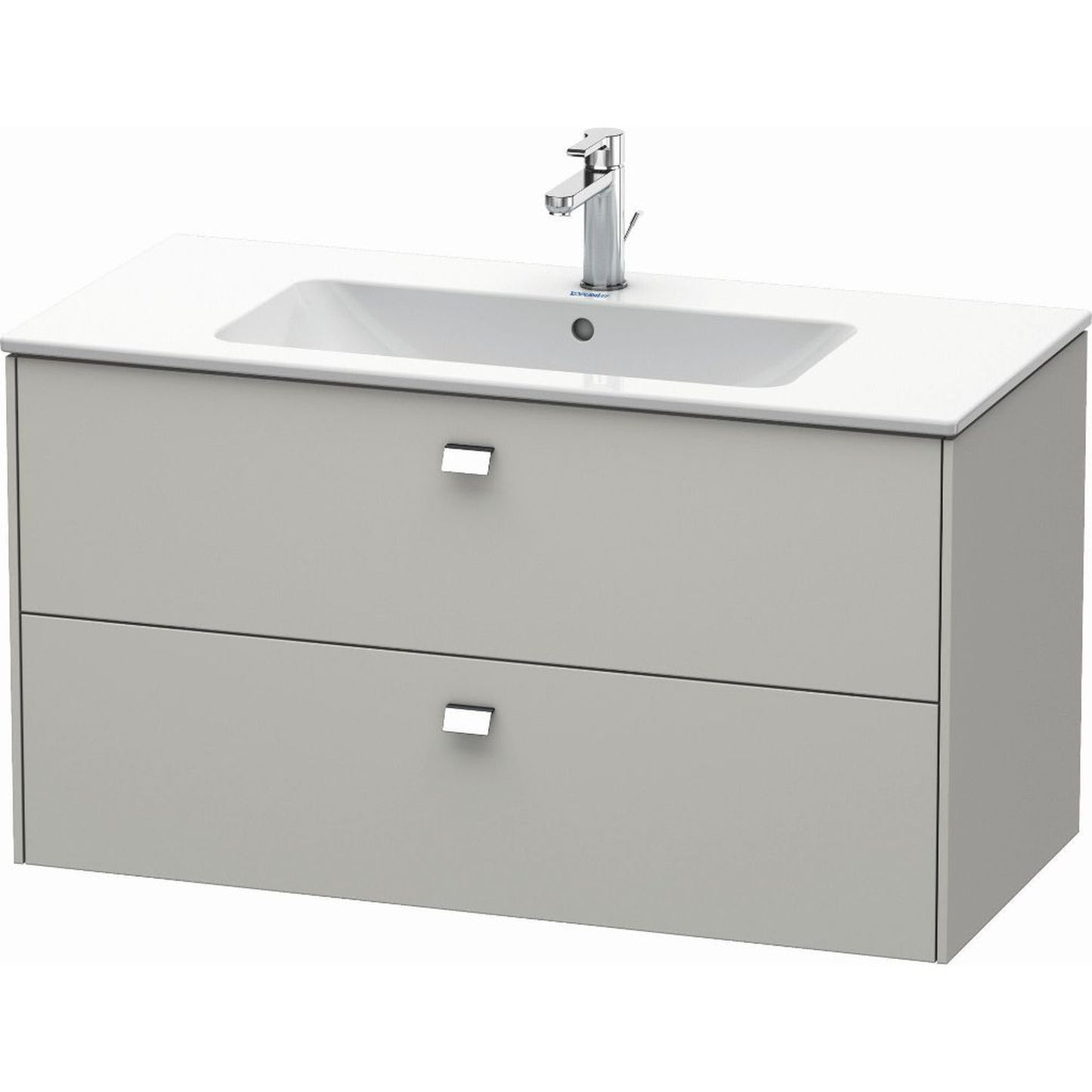 Duravit Brioso 40" x 22" x 19" Two Drawer Wall-Mount Vanity Unit in Concrete Grey Matt and Chrome Handle