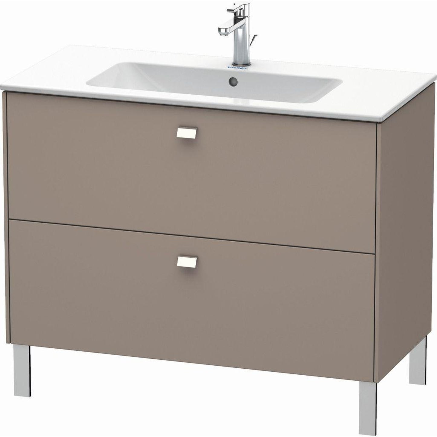 Duravit Brioso 40" x 27" x 19" Two Drawer Floor Standing Vanity Unit in Basalt Matt and Chrome Handle
