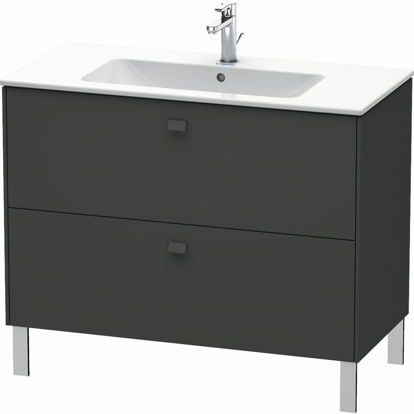 Duravit Brioso 40" x 27" x 19" Two Drawer Floor Standing Vanity Unit in Graphite Matt