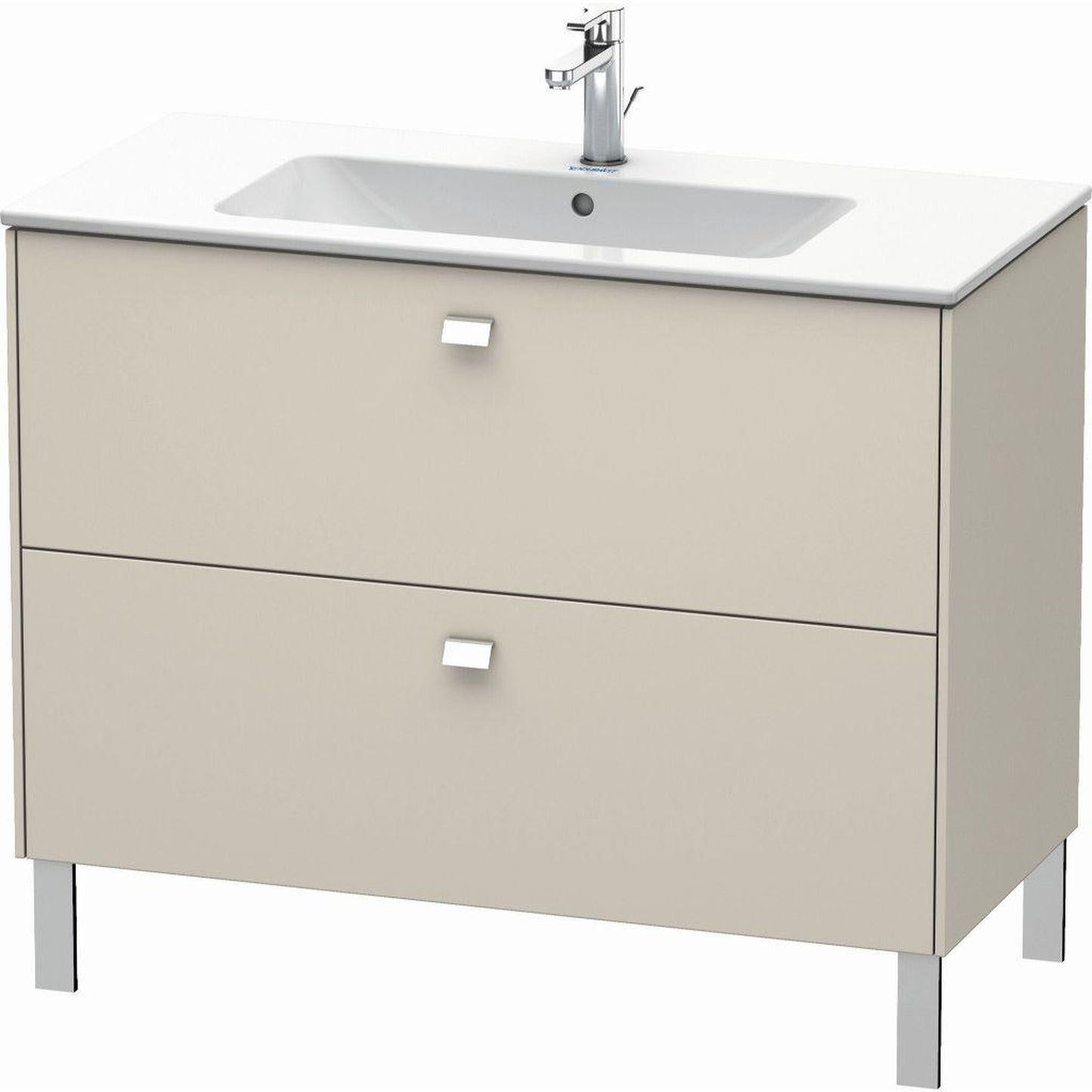 Duravit Brioso 40" x 27" x 19" Two Drawer Floor Standing Vanity Unit in Taupe and Chrome Handle