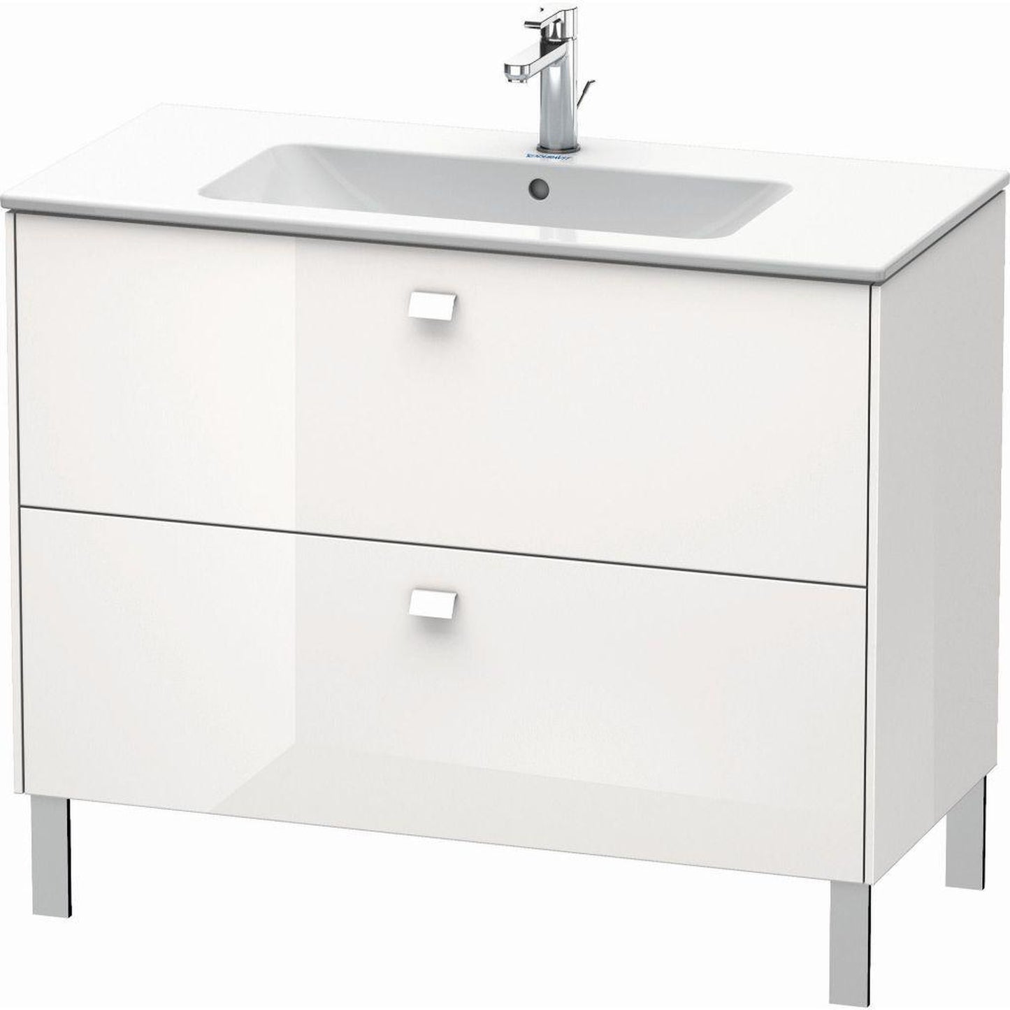 Duravit Brioso 40" x 27" x 19" Two Drawer Floor Standing Vanity Unit in White High Gloss