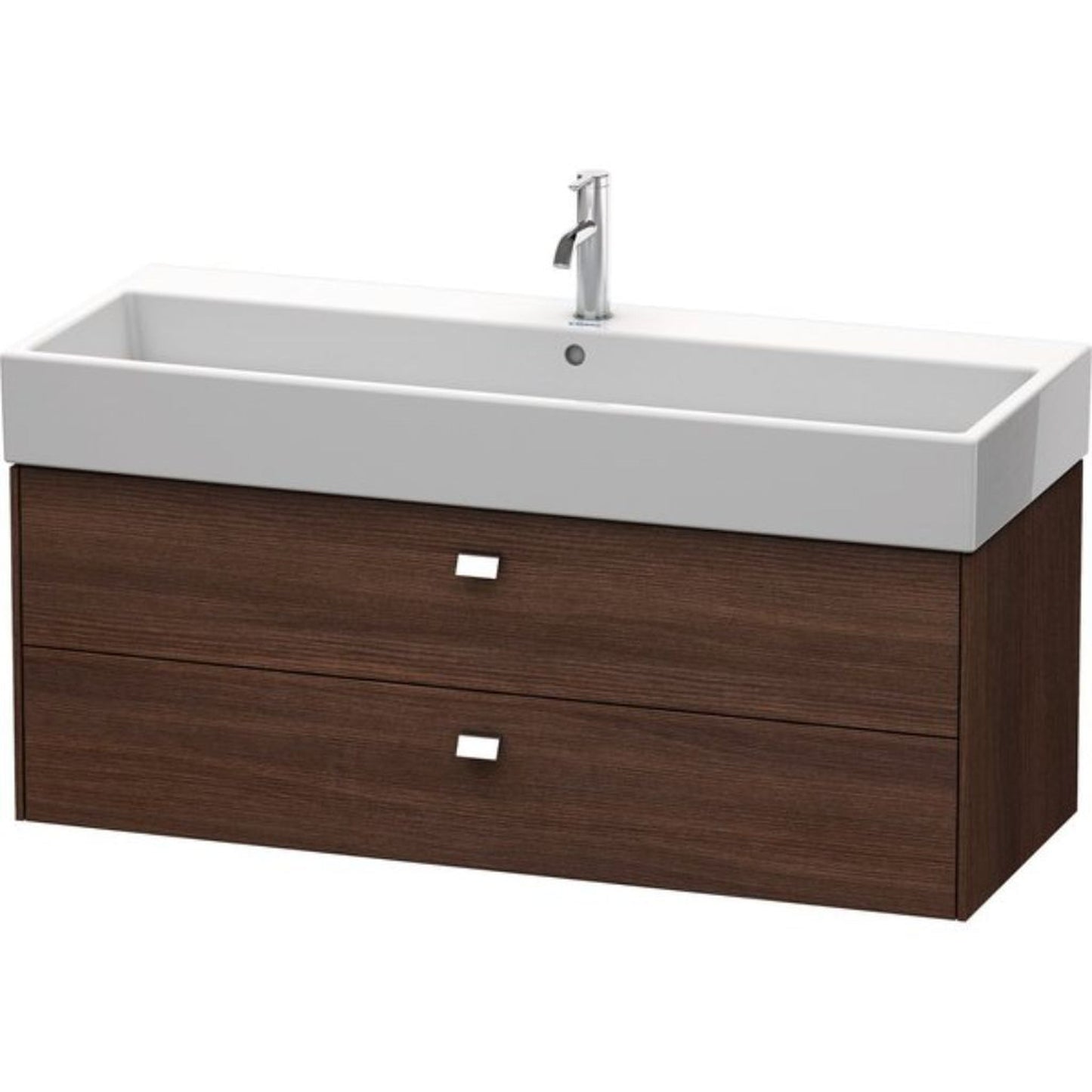 Duravit Brioso 47" x 17" x 18" Two Drawer Wall-Mount Vanity Unit in Chestnut Dark and Chrome Handle