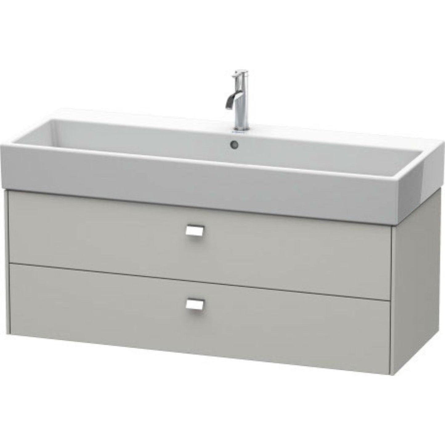 Duravit Brioso 47" x 17" x 18" Two Drawer Wall-Mount Vanity Unit in Concrete Grey Matt and Chrome Handle
