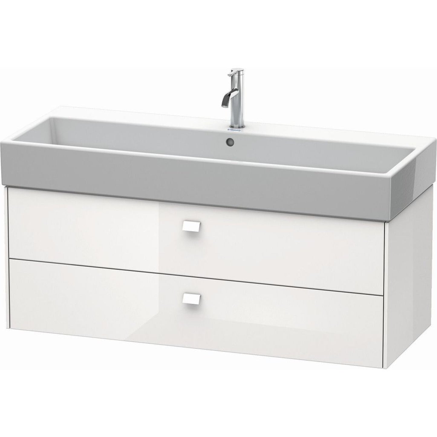 Duravit Brioso 47" x 17" x 18" Two Drawer Wall-Mount Vanity Unit in White High Gloss