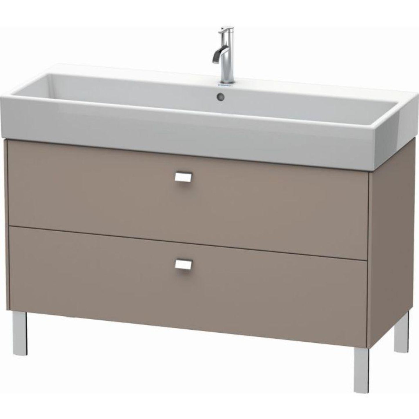 Duravit Brioso 47" x 22" x 18" Two Drawer Floor Standing Vanity Unit in Basalt Matt and Chrome Handle