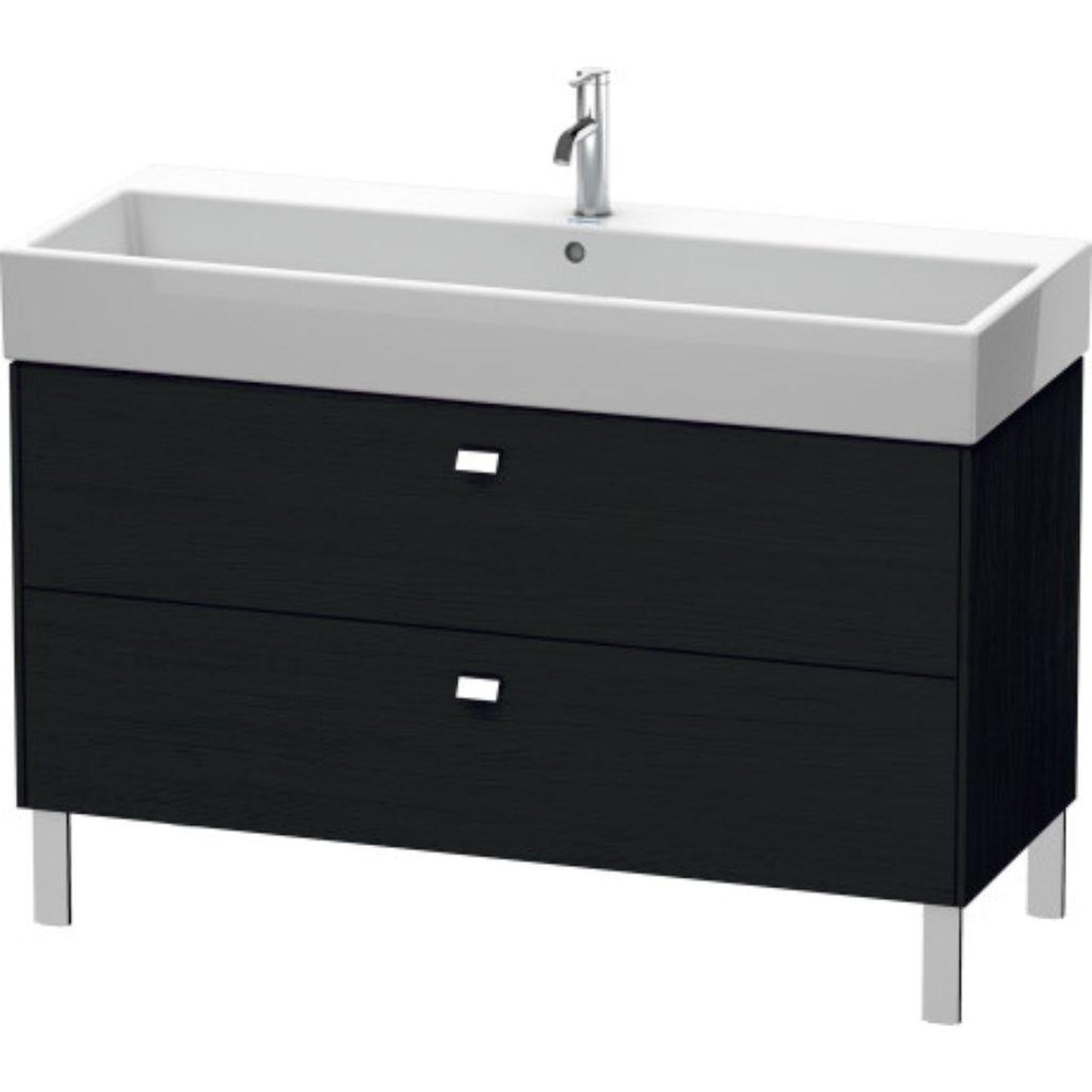 Duravit Brioso 47" x 22" x 18" Two Drawer Floor Standing Vanity Unit in Black Oak and Chrome Handle