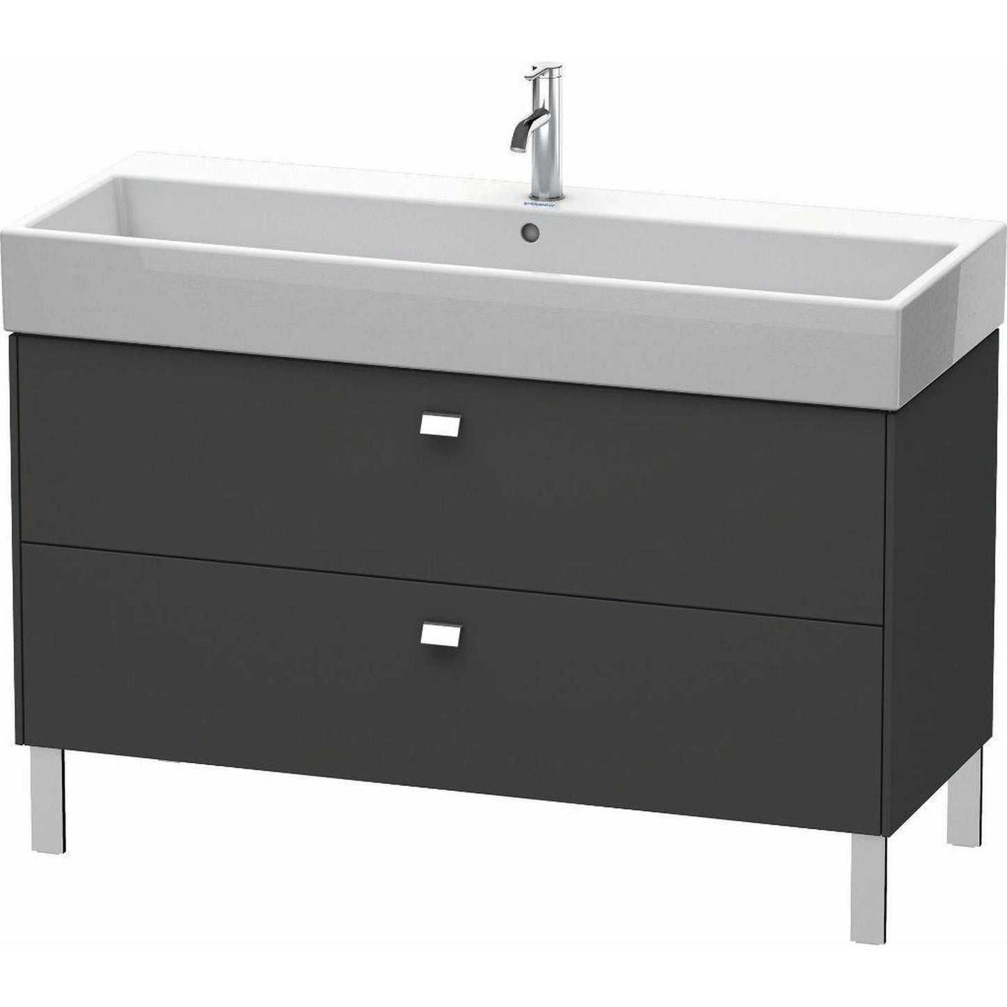 Duravit Brioso 47" x 22" x 18" Two Drawer Floor Standing Vanity Unit in Graphite Matt and Chrome Handle