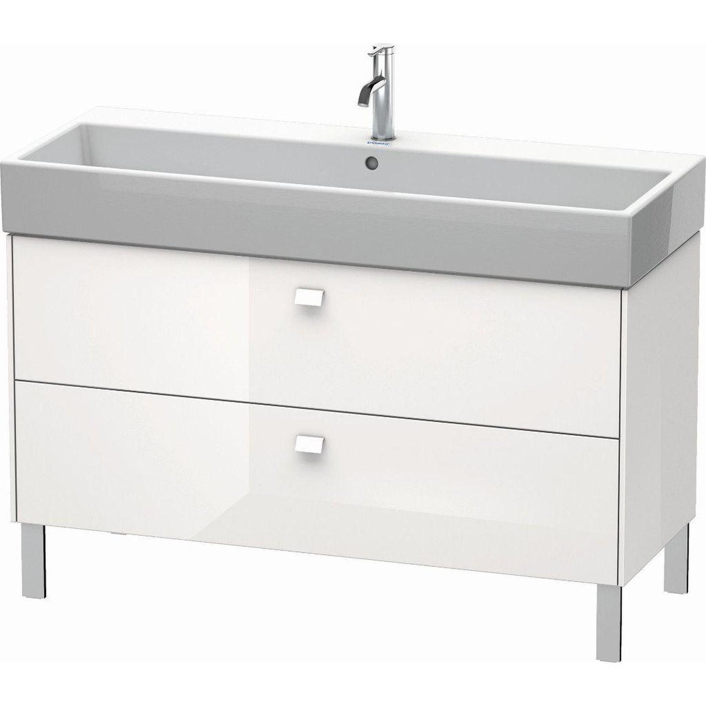 Duravit Brioso 47" x 22" x 18" Two Drawer Floor Standing Vanity Unit in White High Gloss